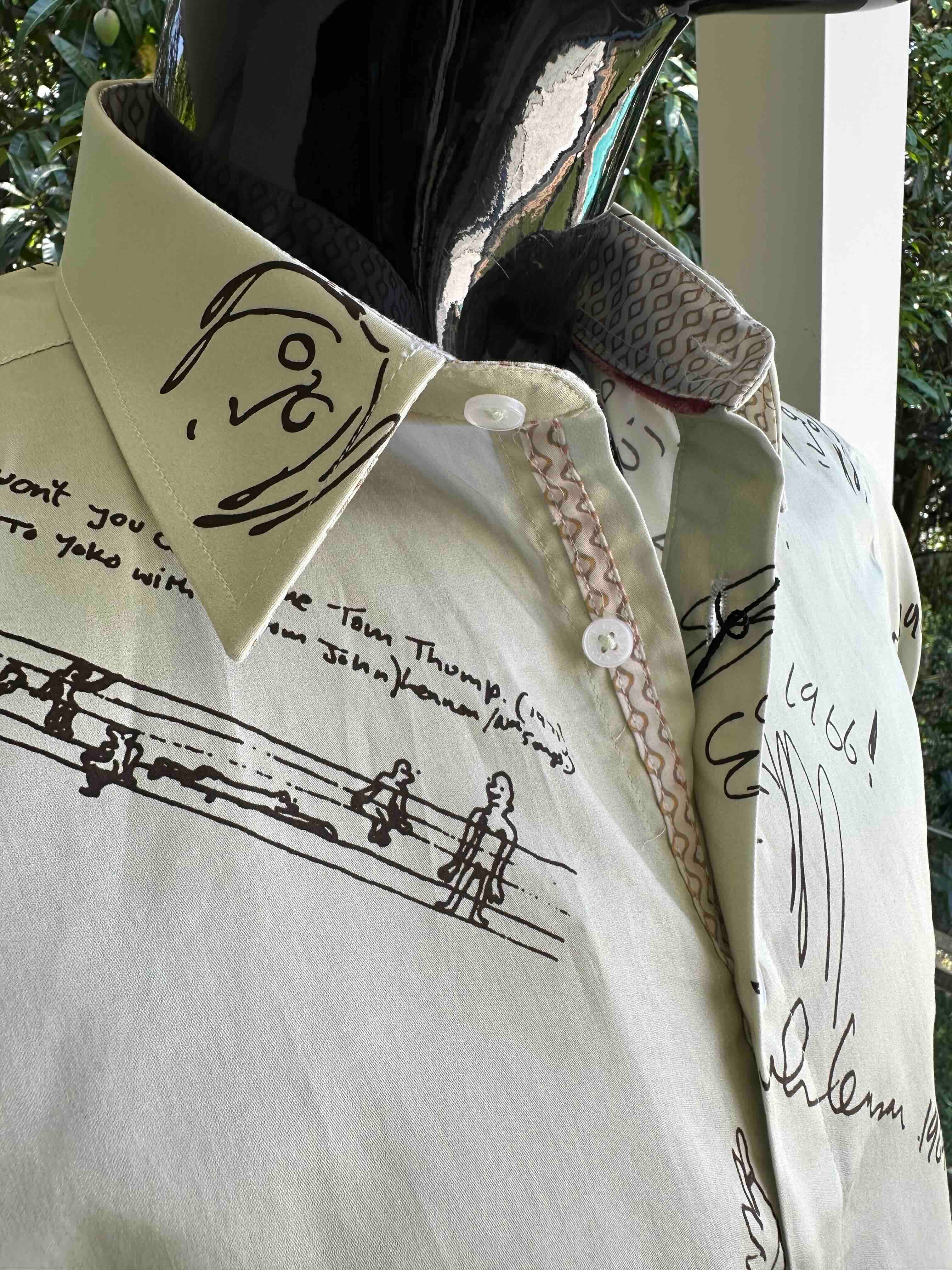 JOHN LENNON Mens Four Lanes Short Sleeve Shirt in Khaki - Image 16