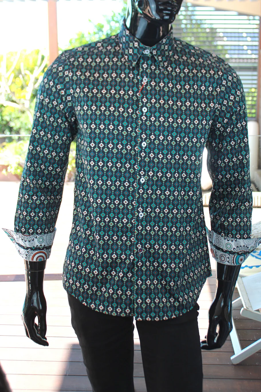 JOHN LENNON Mens Gates Long Sleeve Shirt Teal - Image 4