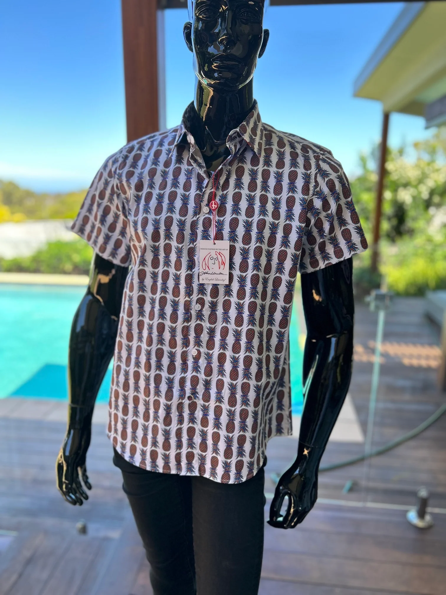 JOHN LENNON Mens Gateshead Short Sleeve Shirt Pineapple - Image 9