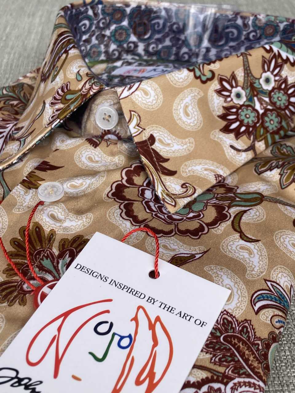 JOHN LENNON Mens Highcliffe Long Sleeve Shirt Latte Paisley - Image 12