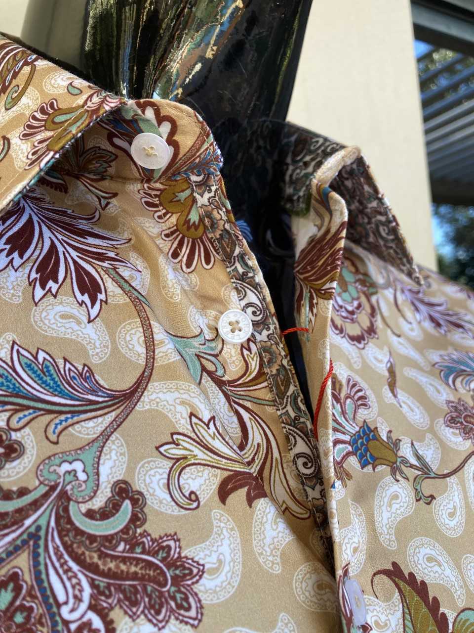 JOHN LENNON Mens Highcliffe Long Sleeve Shirt Latte Paisley - Image 2