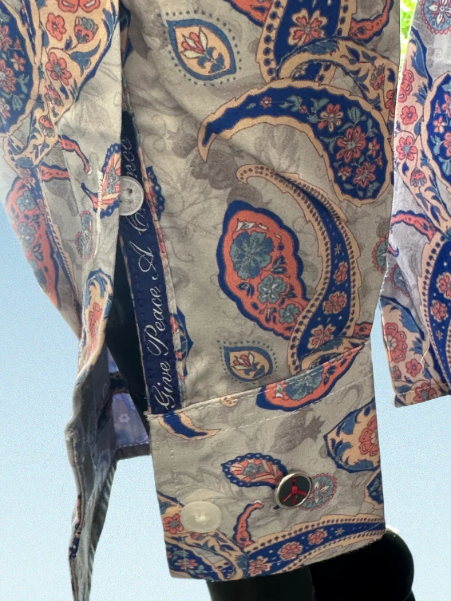 JOHN LENNON Mens Ipswich Paisley Shirt - Putty - Image 7