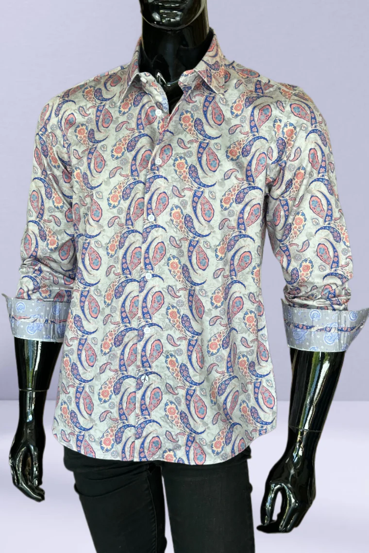 JOHN LENNON Mens Ipswich Paisley Shirt - Putty - Image 8