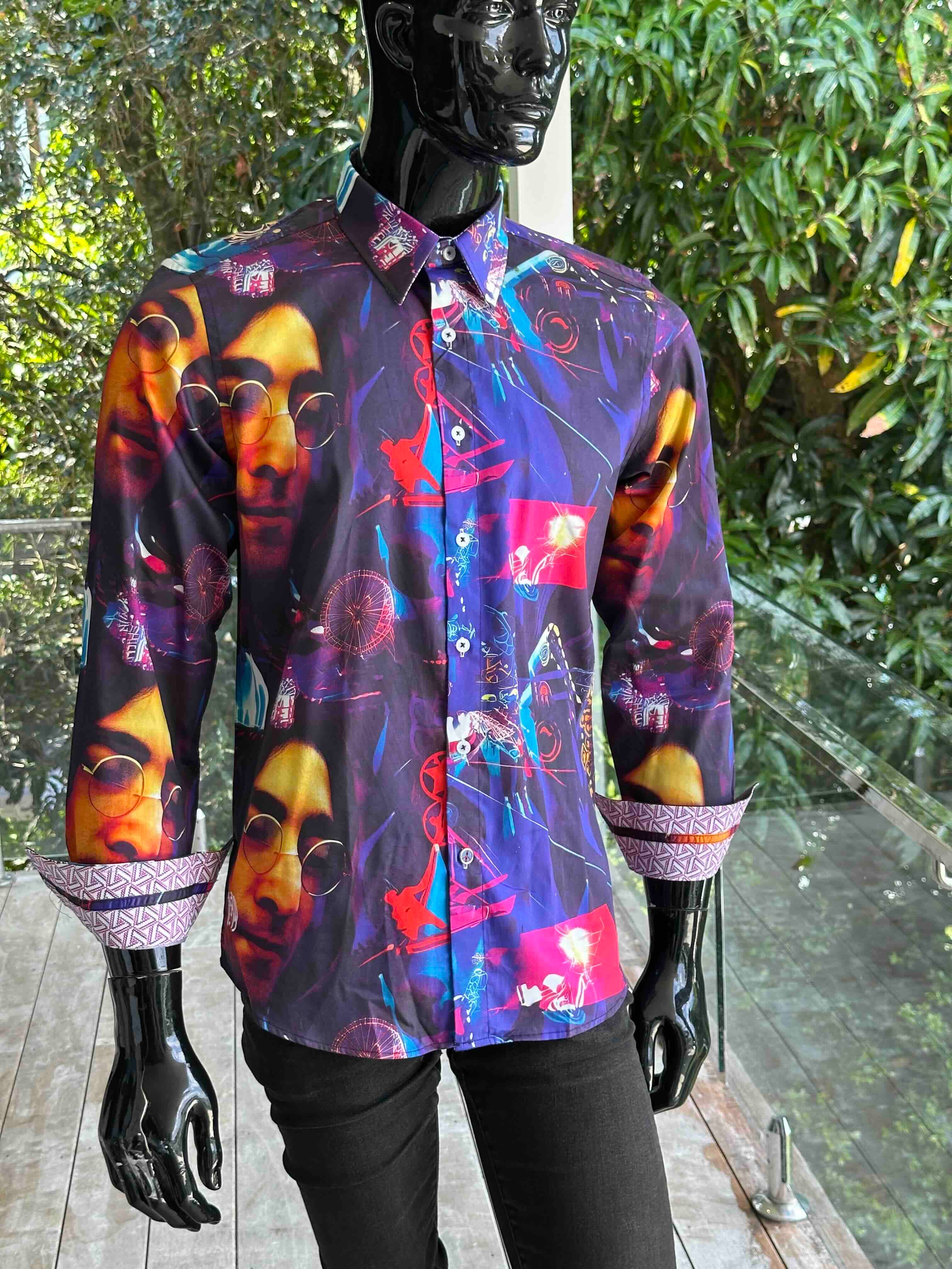 JOHN LENNON Mens John Long Sleeve Shirt in Multi - Image 10