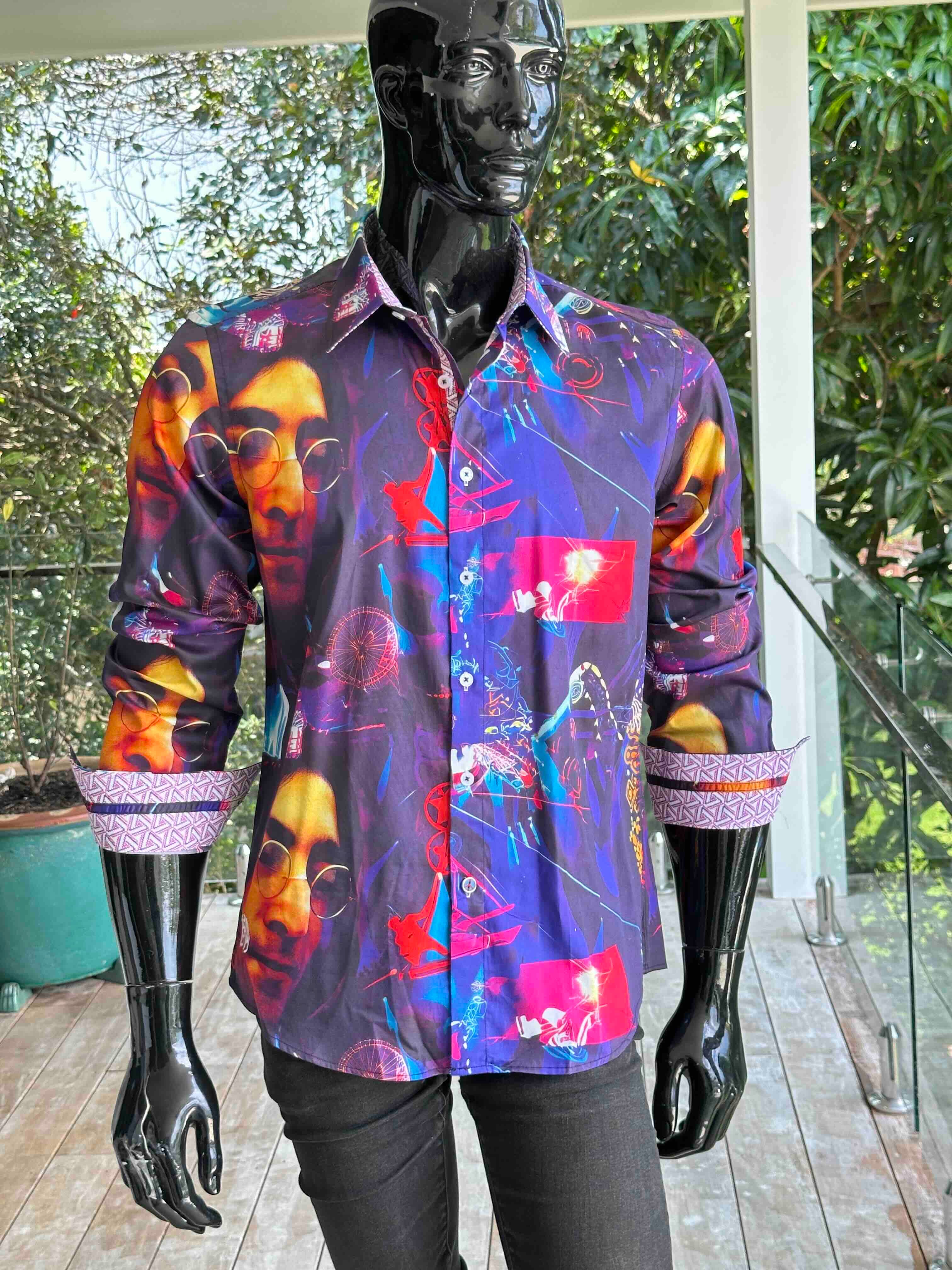 JOHN LENNON Mens John Long Sleeve Shirt in Multi - Image 7