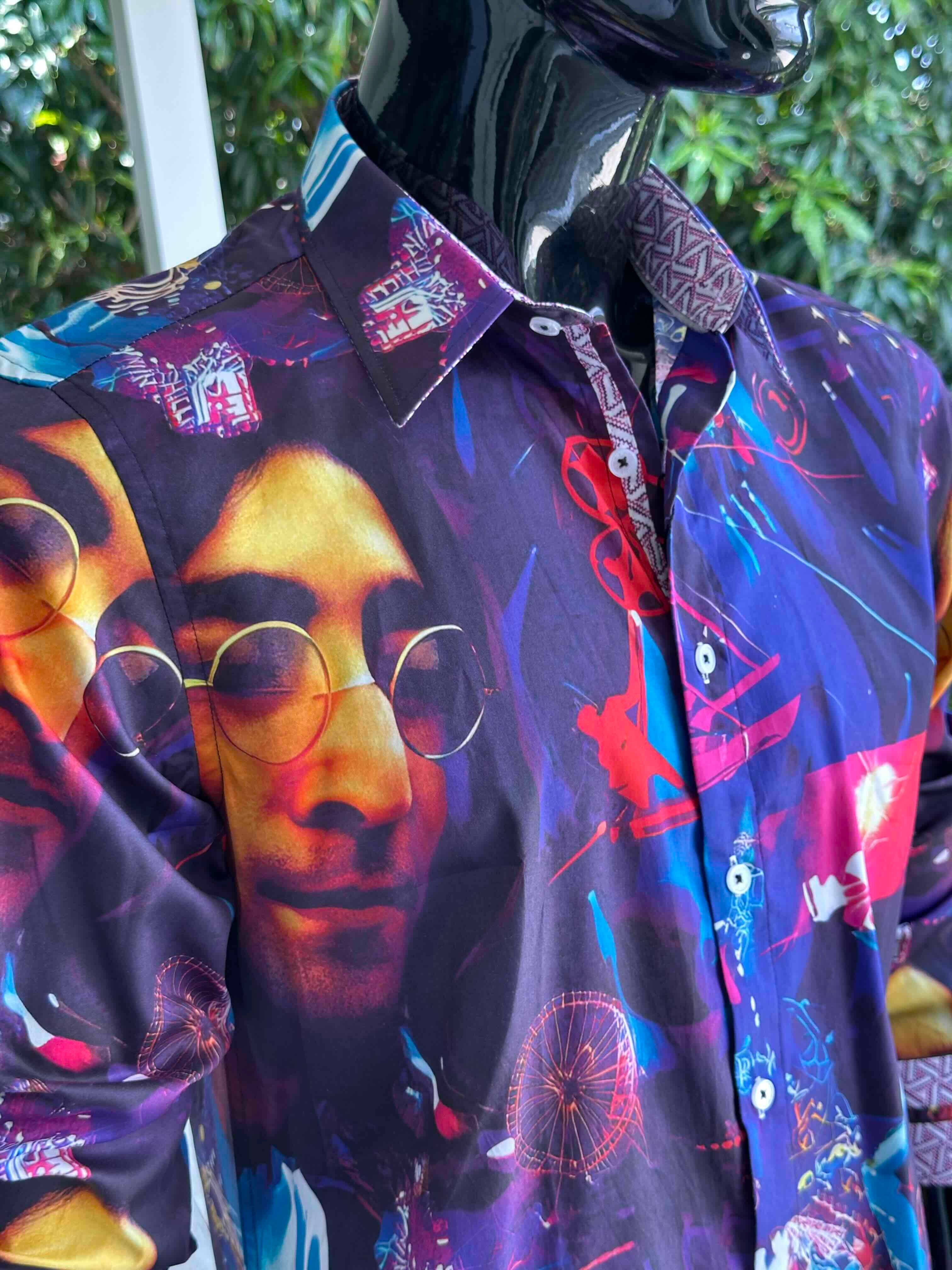 JOHN LENNON Mens John Long Sleeve Shirt in Multi - Image 8