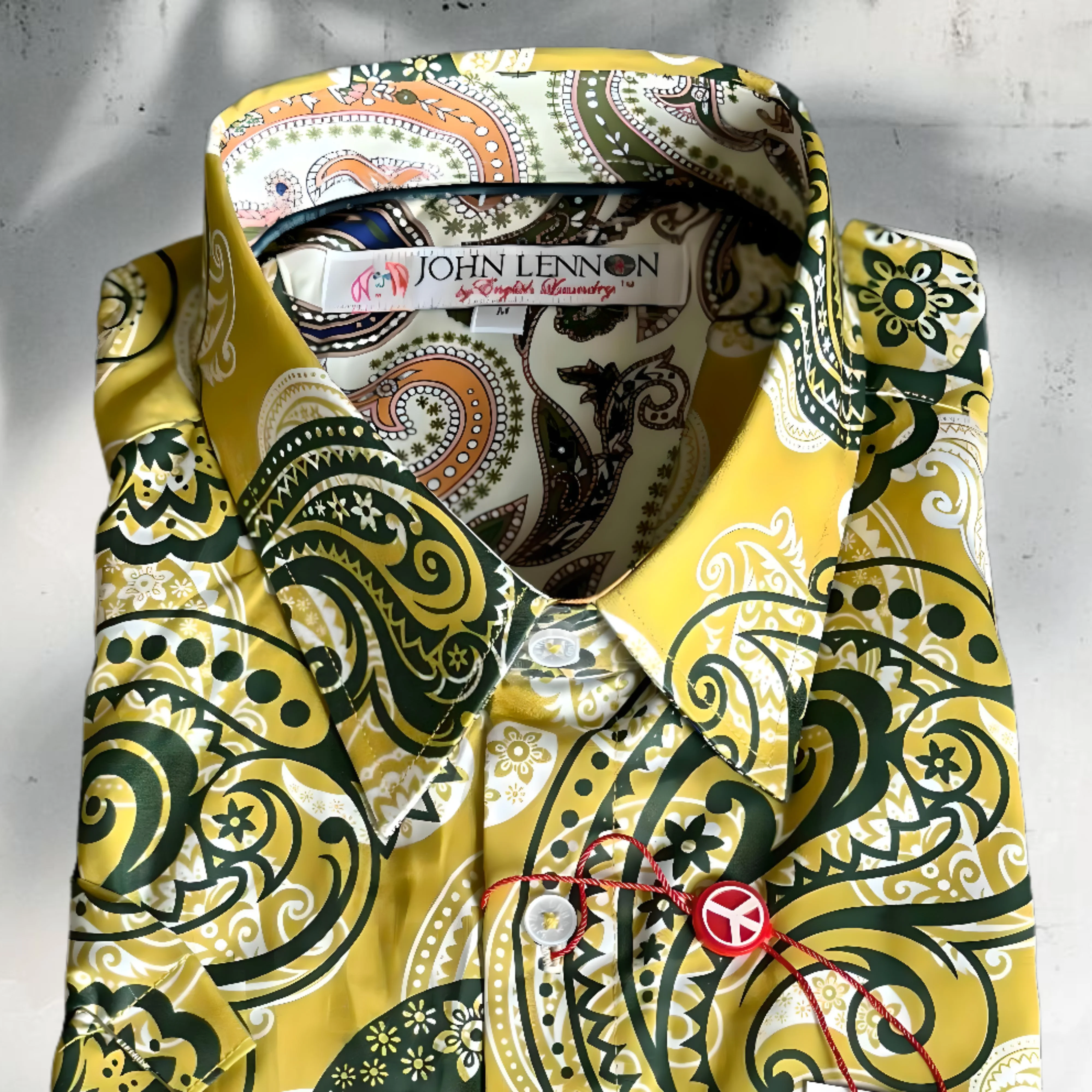 JOHN LENNON Mens King's Lynn Short Sleeve Shirt - Mustard - Image 3