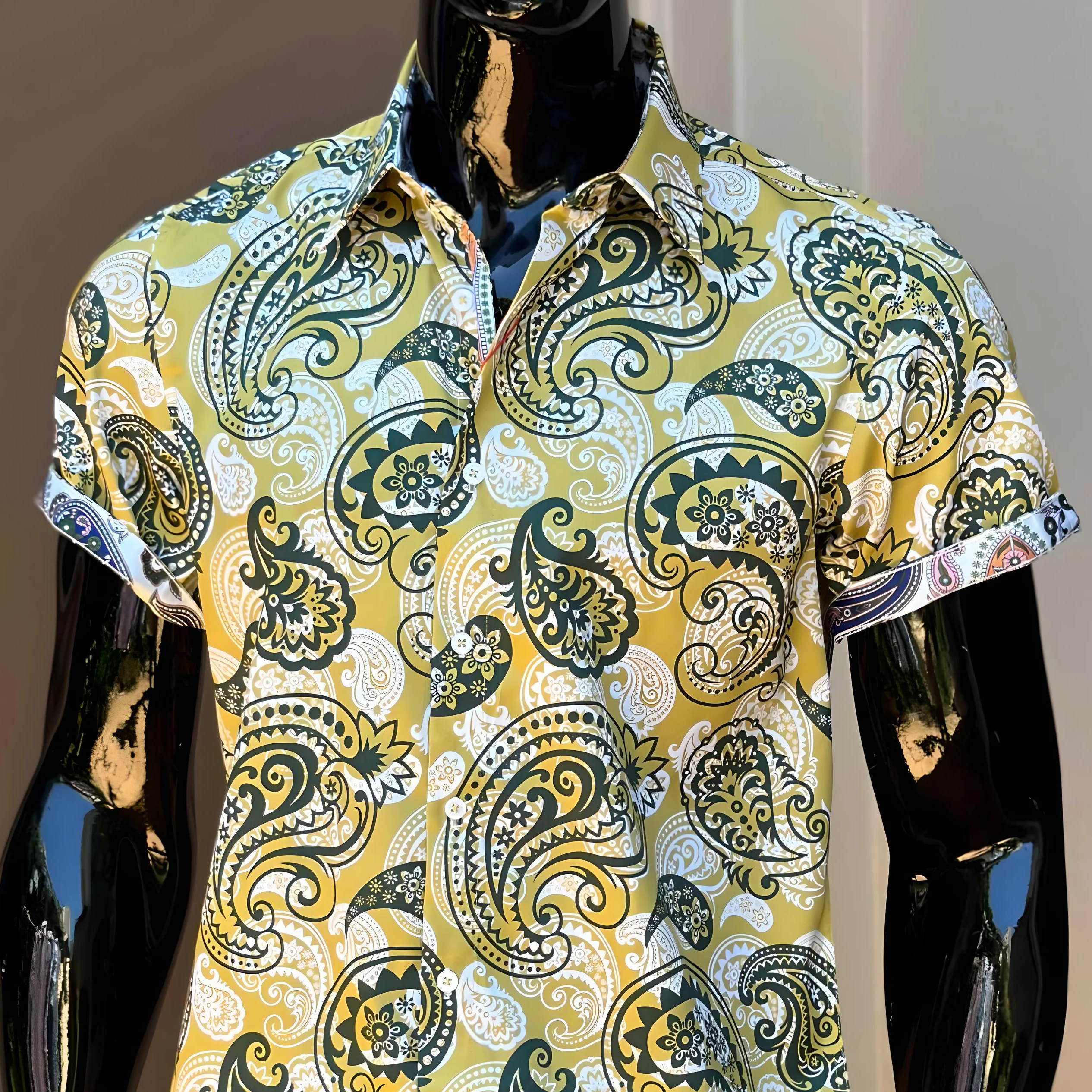 JOHN LENNON Mens King's Lynn Short Sleeve Shirt - Mustard - Image 4