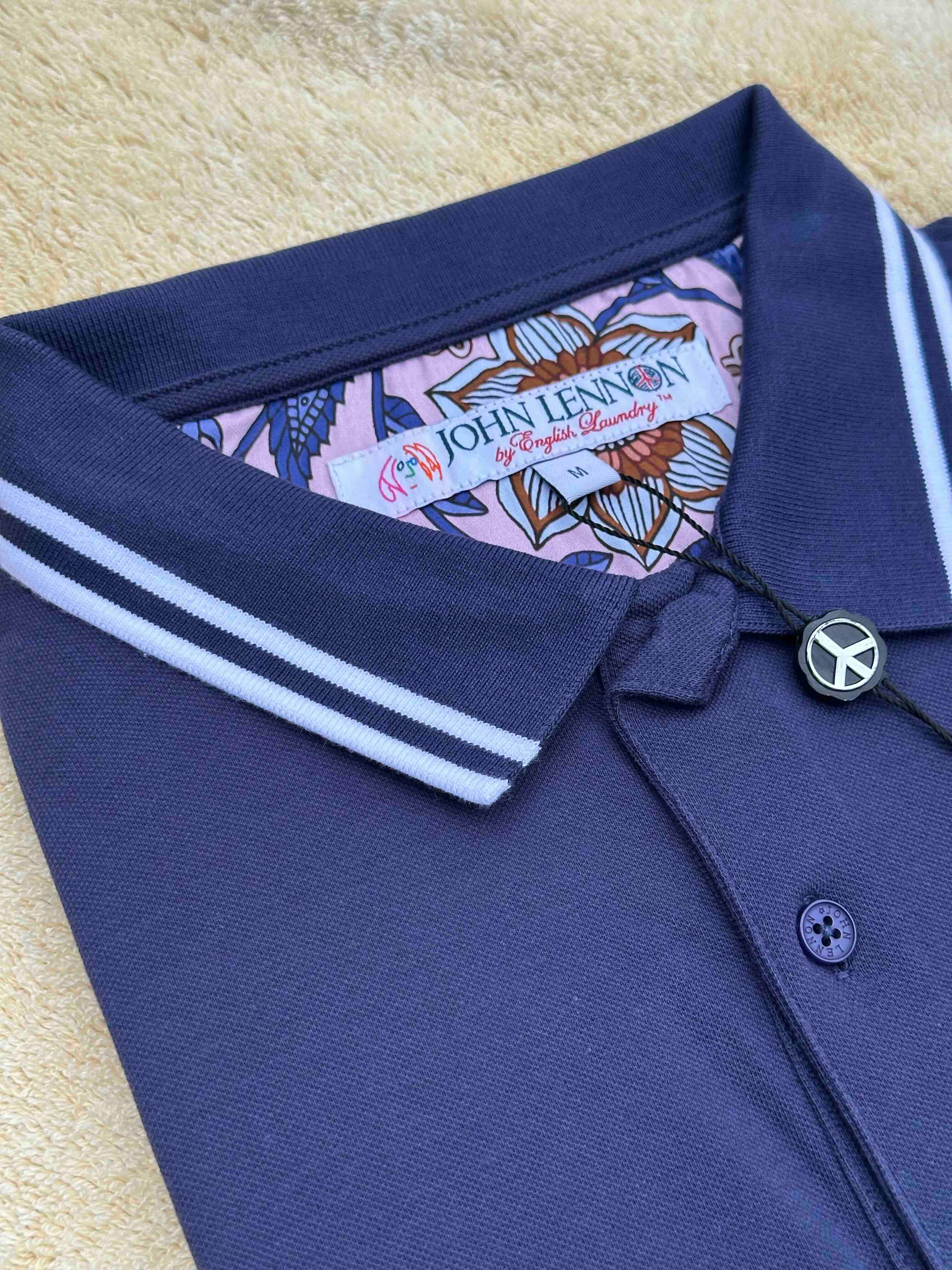 JOHN LENNON Mens Liam Polo Shirt in Navy - Image 3