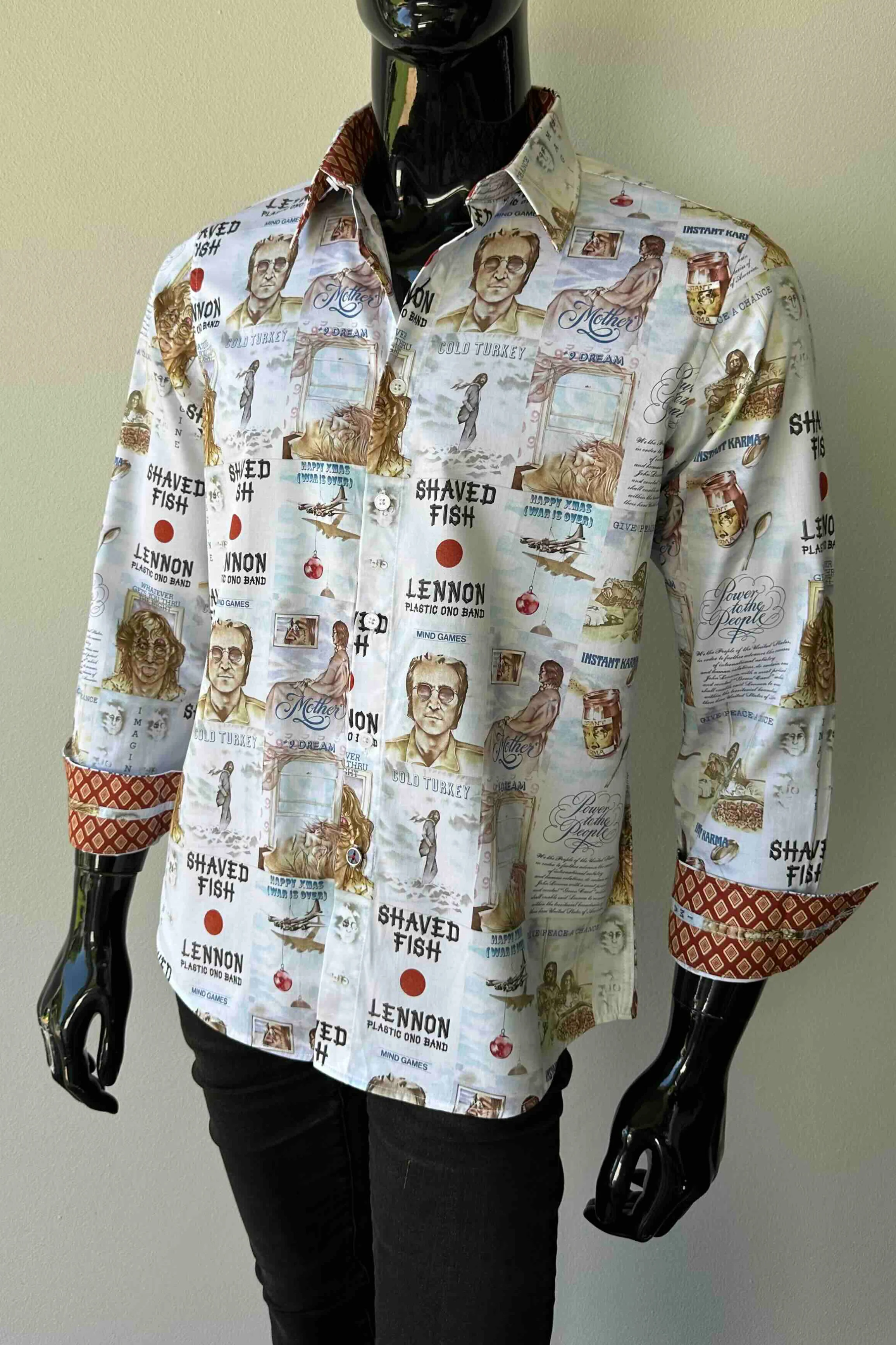 JOHN LENNON Mens Mind Games Long Sleeve Shirt in Putty - Image 3