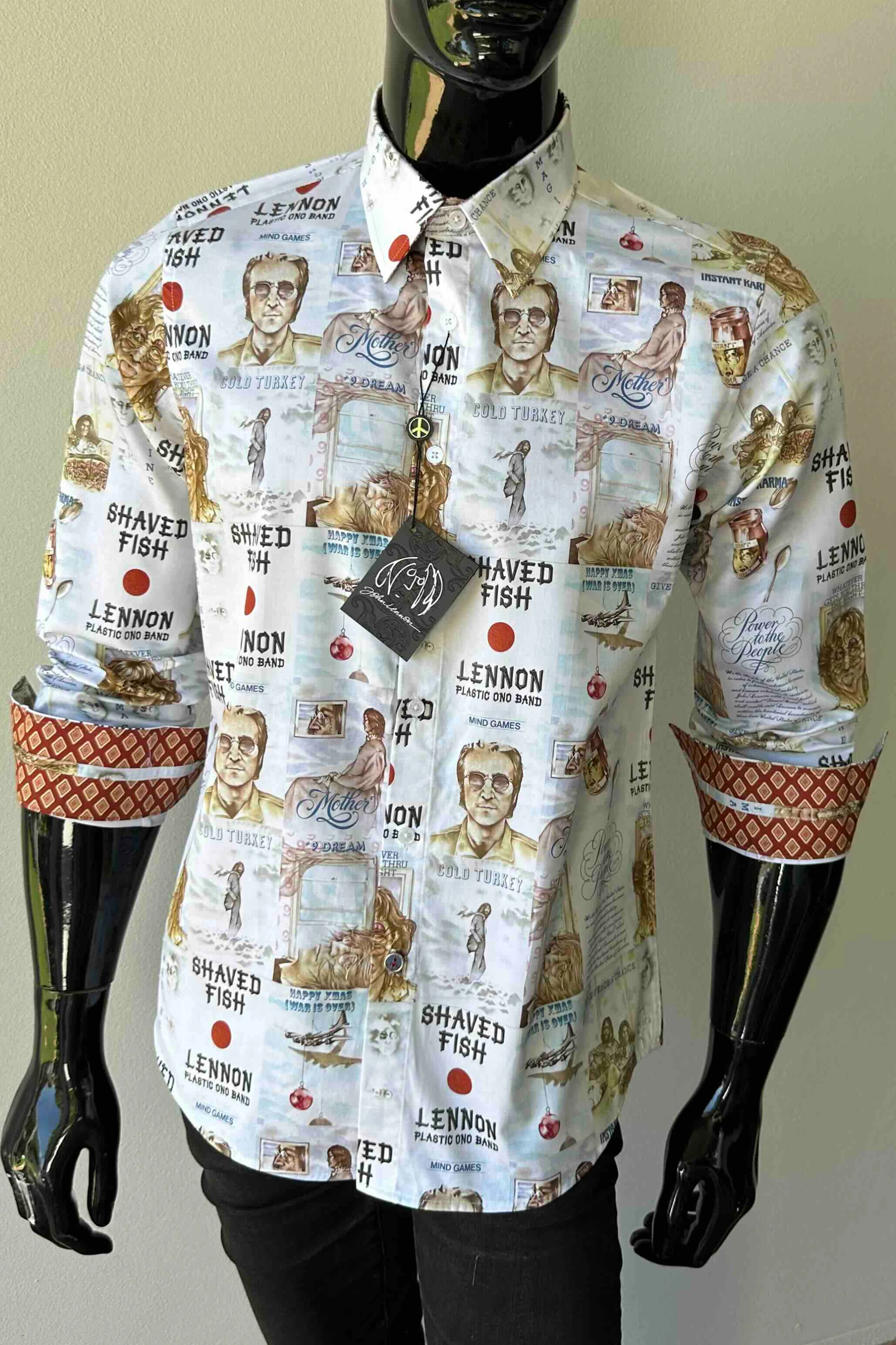 JOHN LENNON Mens Mind Games Long Sleeve Shirt in Putty - Image 4