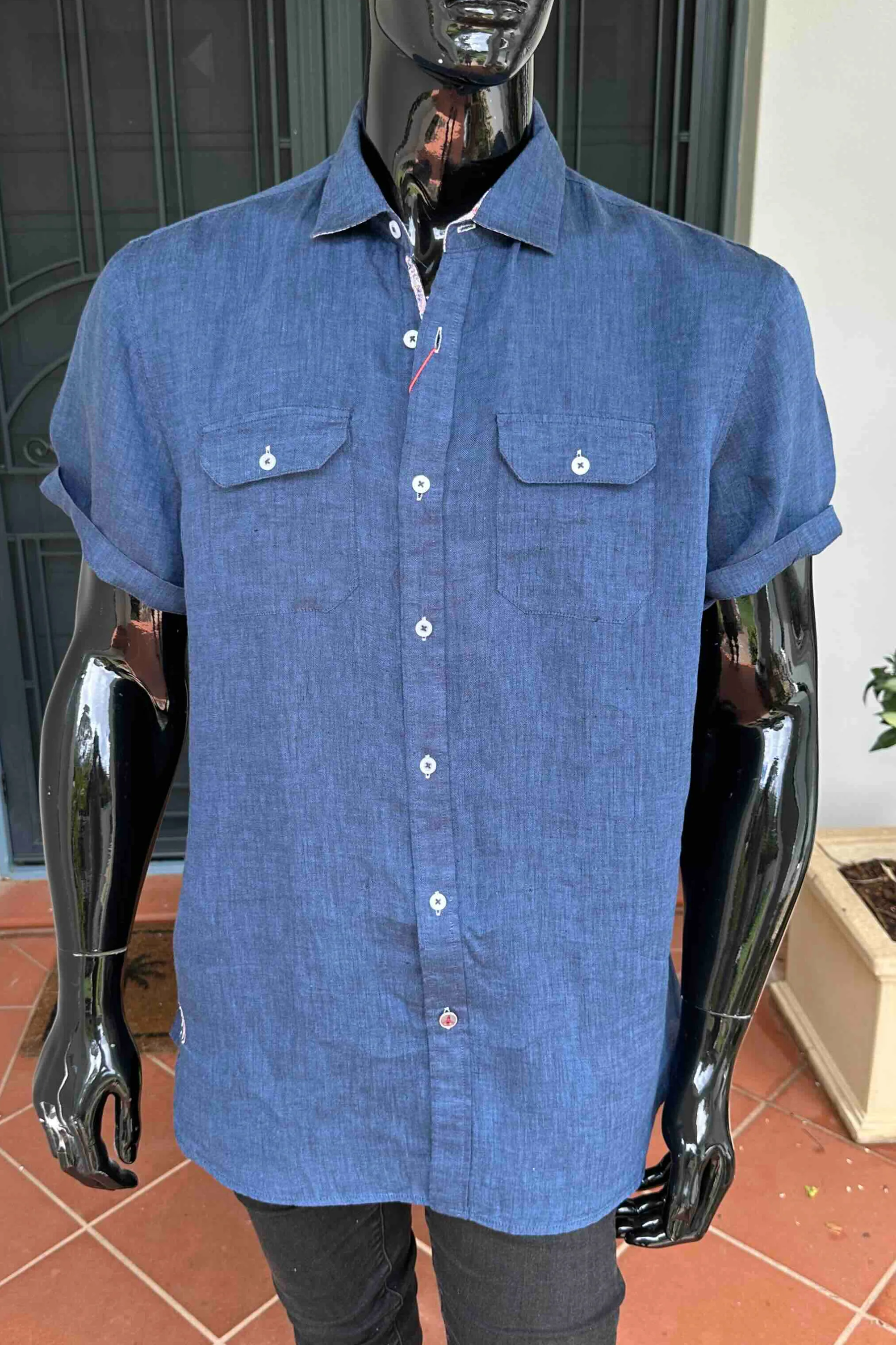 JOHN LENNON Mens Oakwell Short Sleeve Shirt - Navy