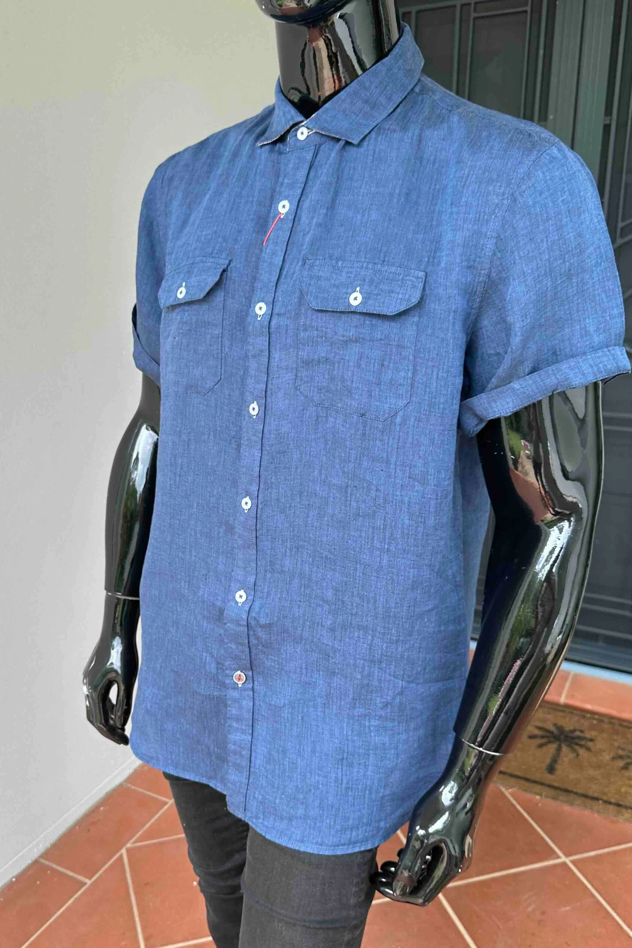 JOHN LENNON Mens Oakwell Short Sleeve Shirt - Navy - Image 3