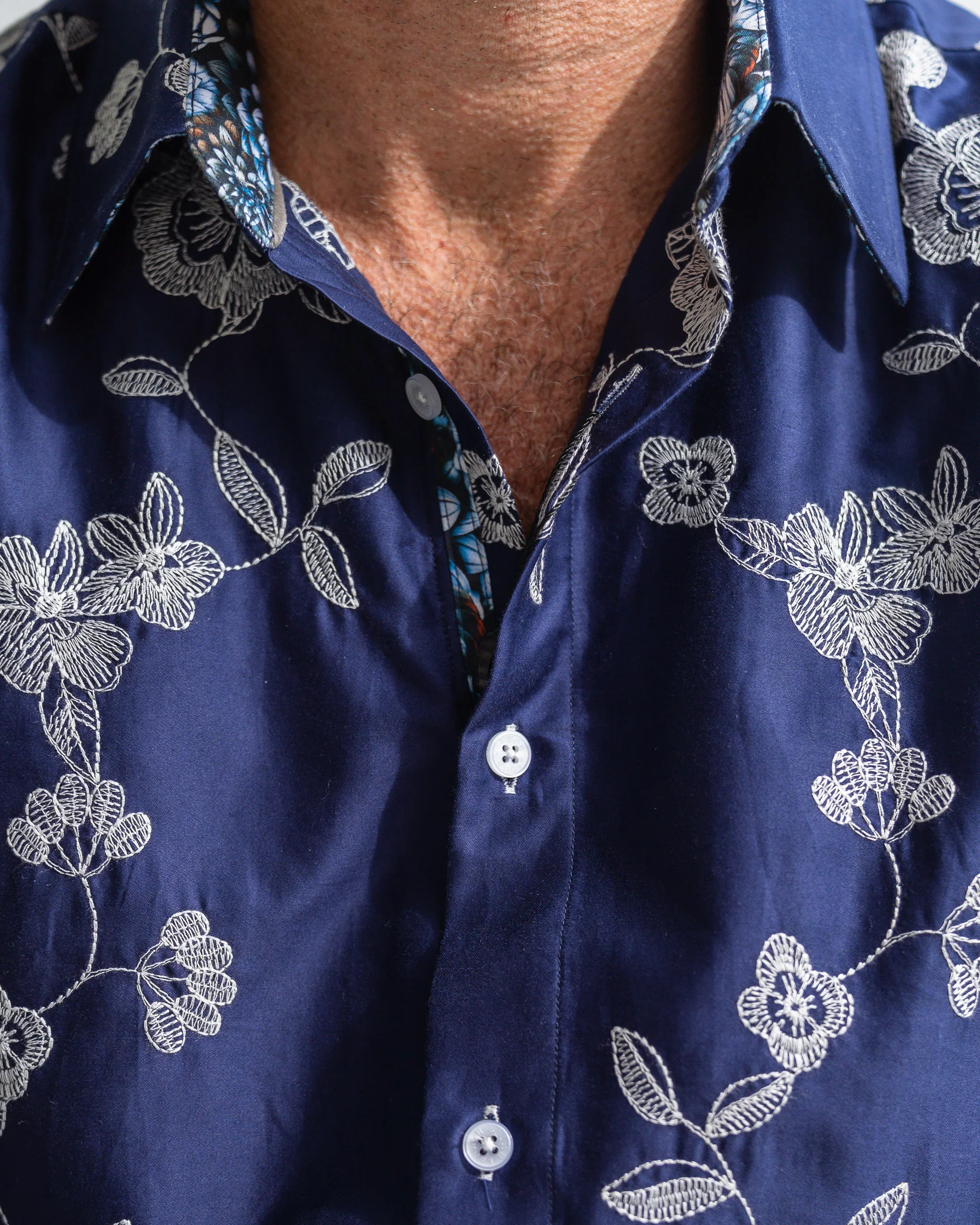 JOHN LENNON Mens Pemperdon Long Sleeve Shirt in Navy - Image 4