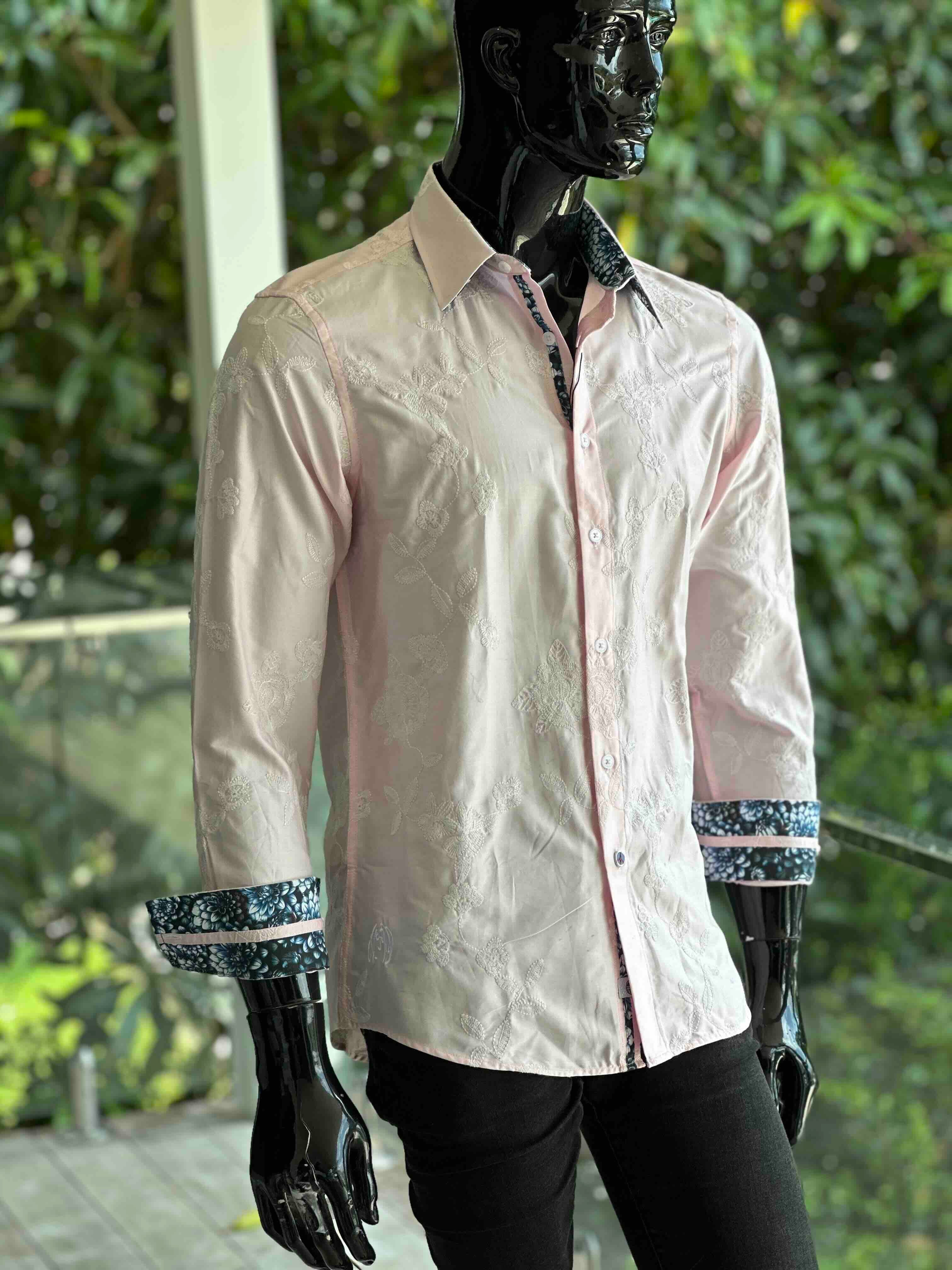 JOHN LENNON Mens Pemperdon Long Sleeve Shirt in Pink - Image 2
