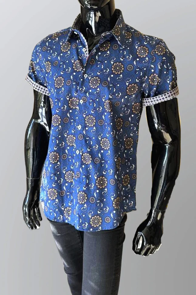 JOHN LENNON Mens Petersborough Short Sleeve Shirt - Navy