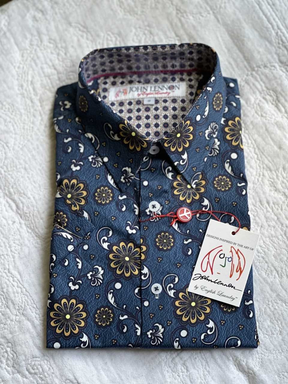 JOHN LENNON Mens Petersborough Short Sleeve Shirt - Navy - Image 7
