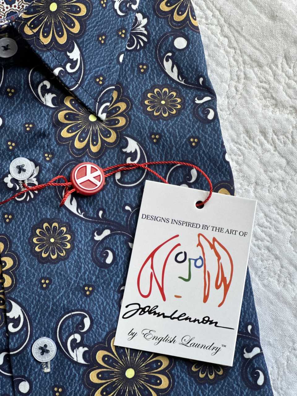 JOHN LENNON Mens Petersborough Short Sleeve Shirt - Navy - Image 9