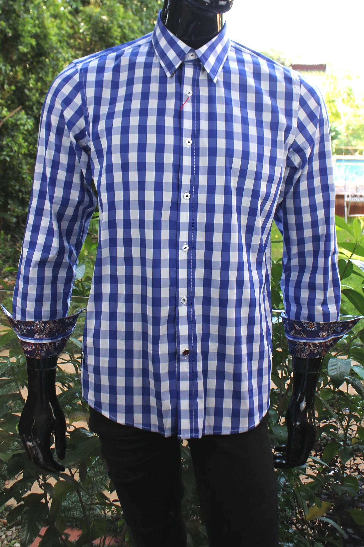 JOHN LENNON Mens Shelton Navy Check Shirt - Image 6