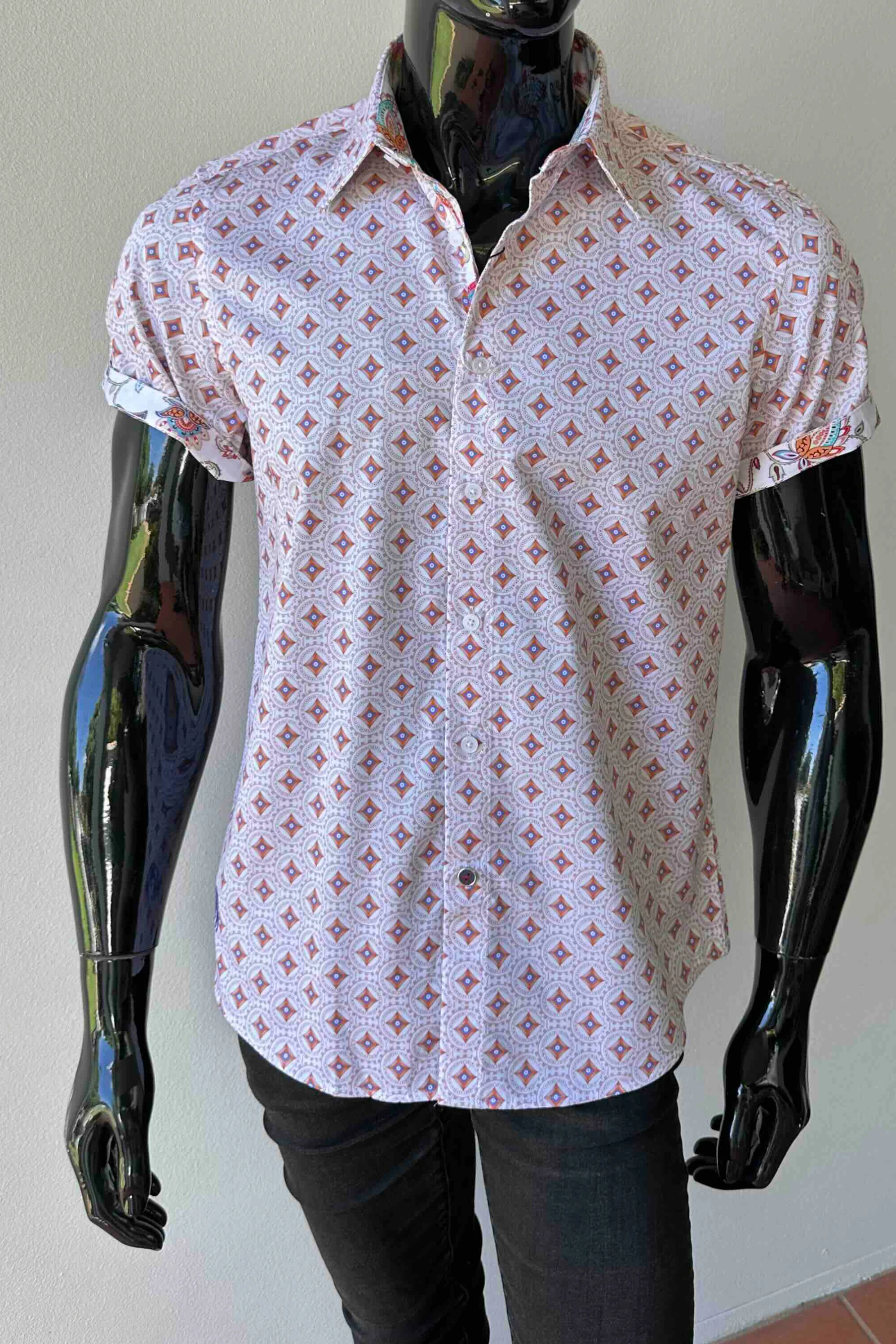 JOHN LENNON Mens Spalding Short Sleeve Shirt in Ecru