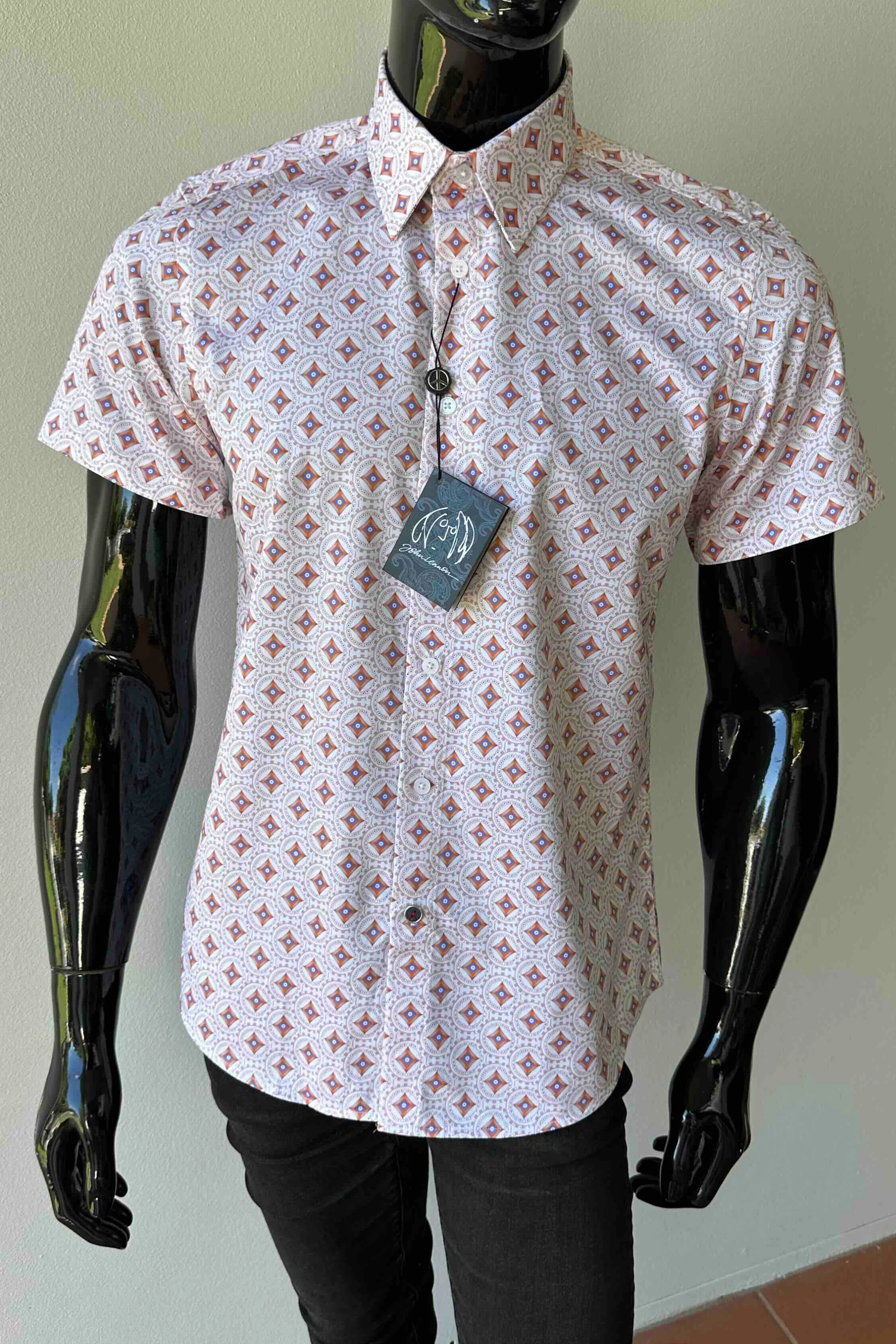 JOHN LENNON Mens Spalding Short Sleeve Shirt in Ecru - Image 5