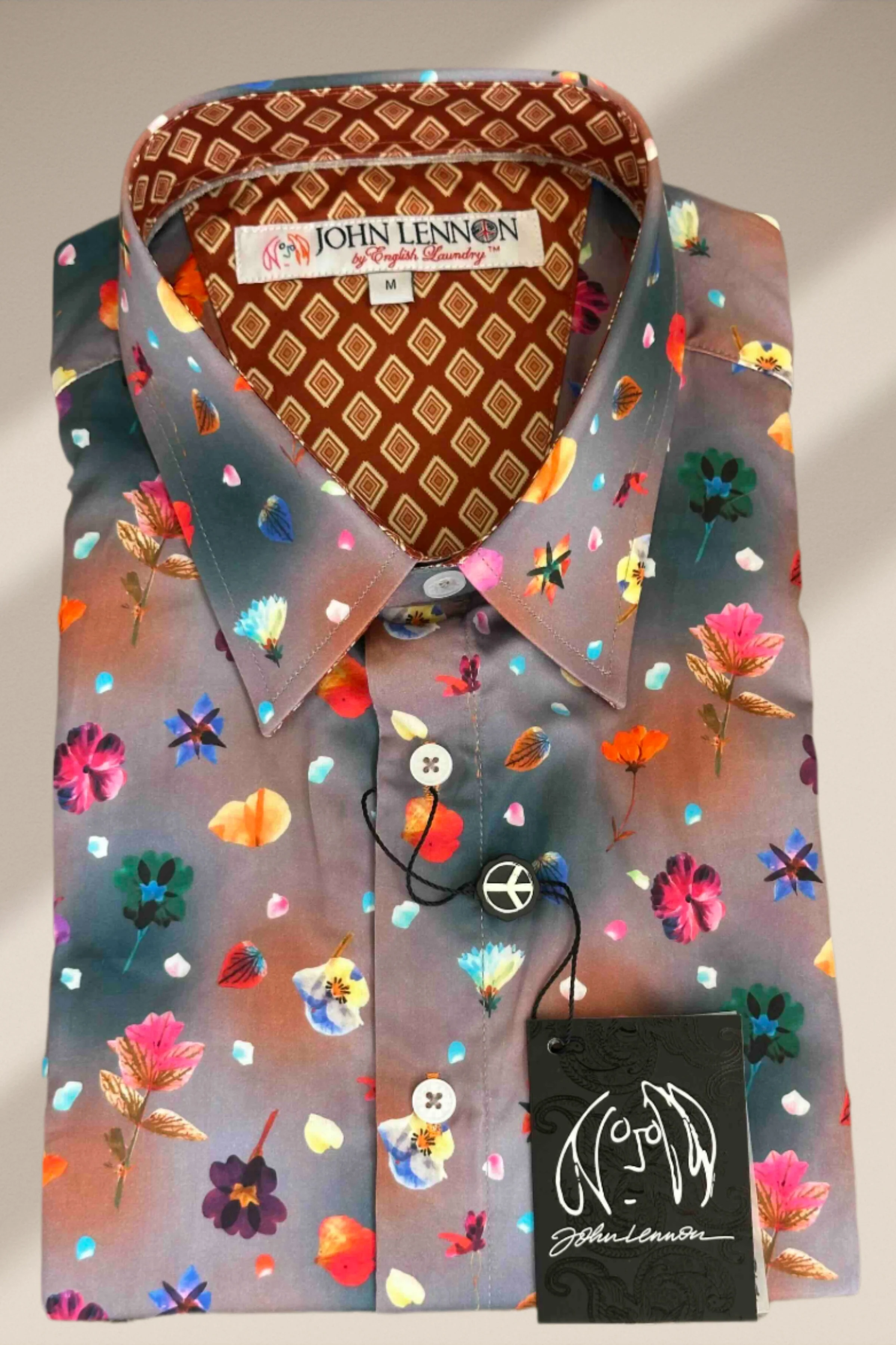 JOHN LENNON Mens Stockport Short Sleeve Shirt Mud - Image 9