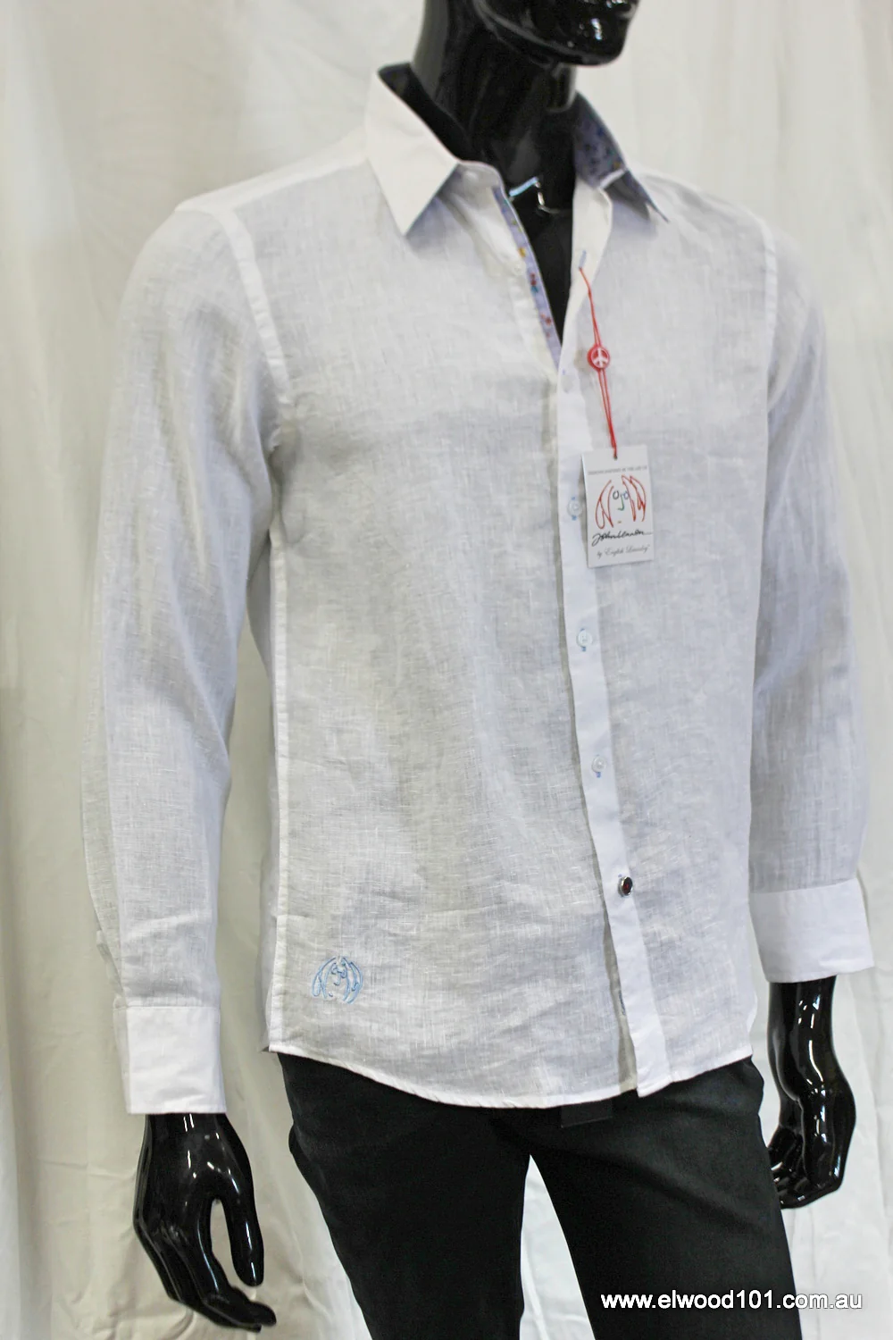 John Lennon Mens Sutton Linen Shirt - White - Image 15