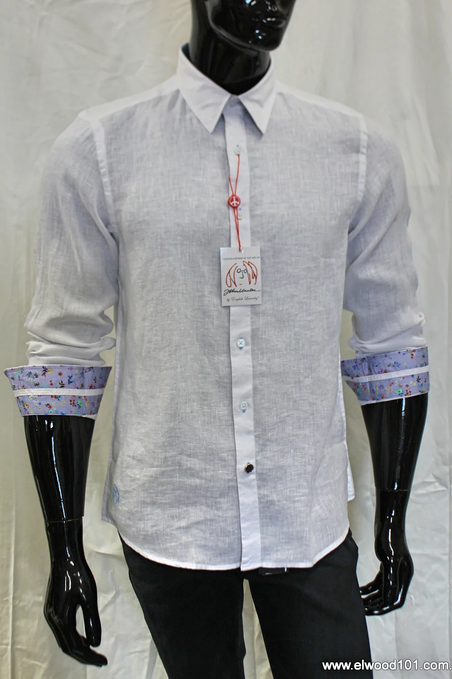 John Lennon Mens Sutton Linen Shirt - White - Image 3