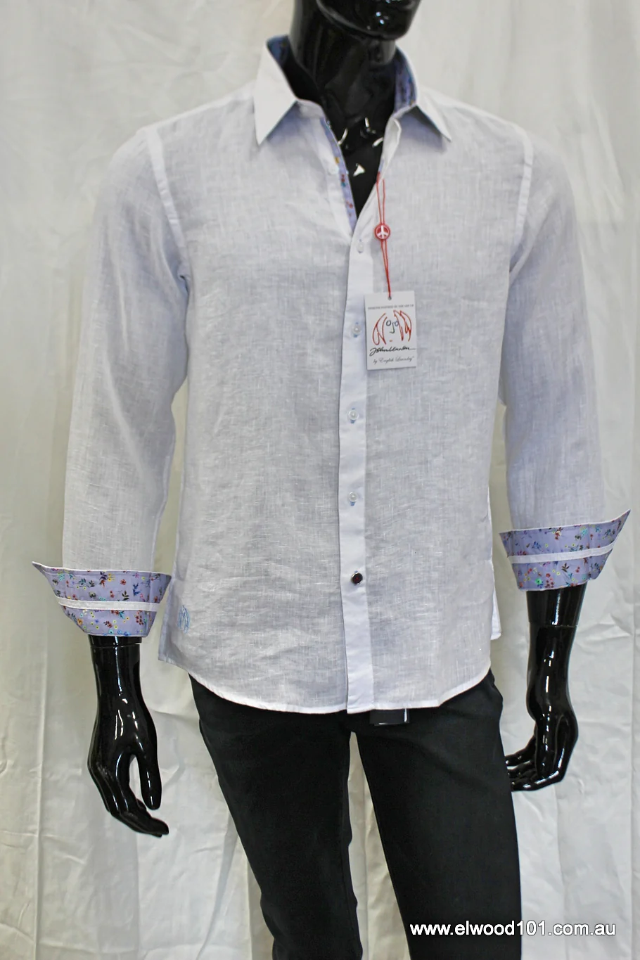 John Lennon Mens Sutton Linen Shirt - White - Image 6