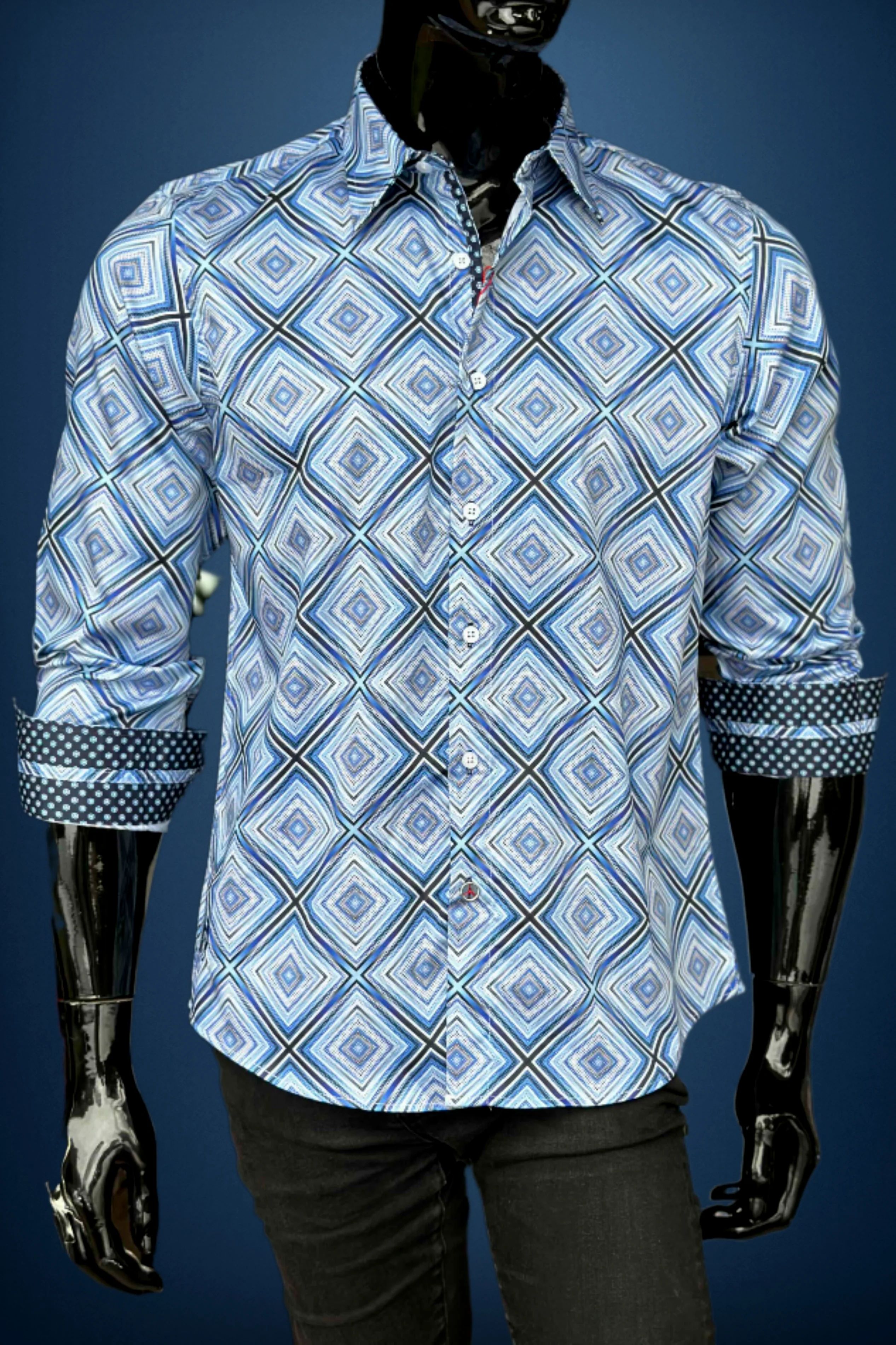 JOHN LENNON Mens Sutton Long Sleeve Shirt - Blue