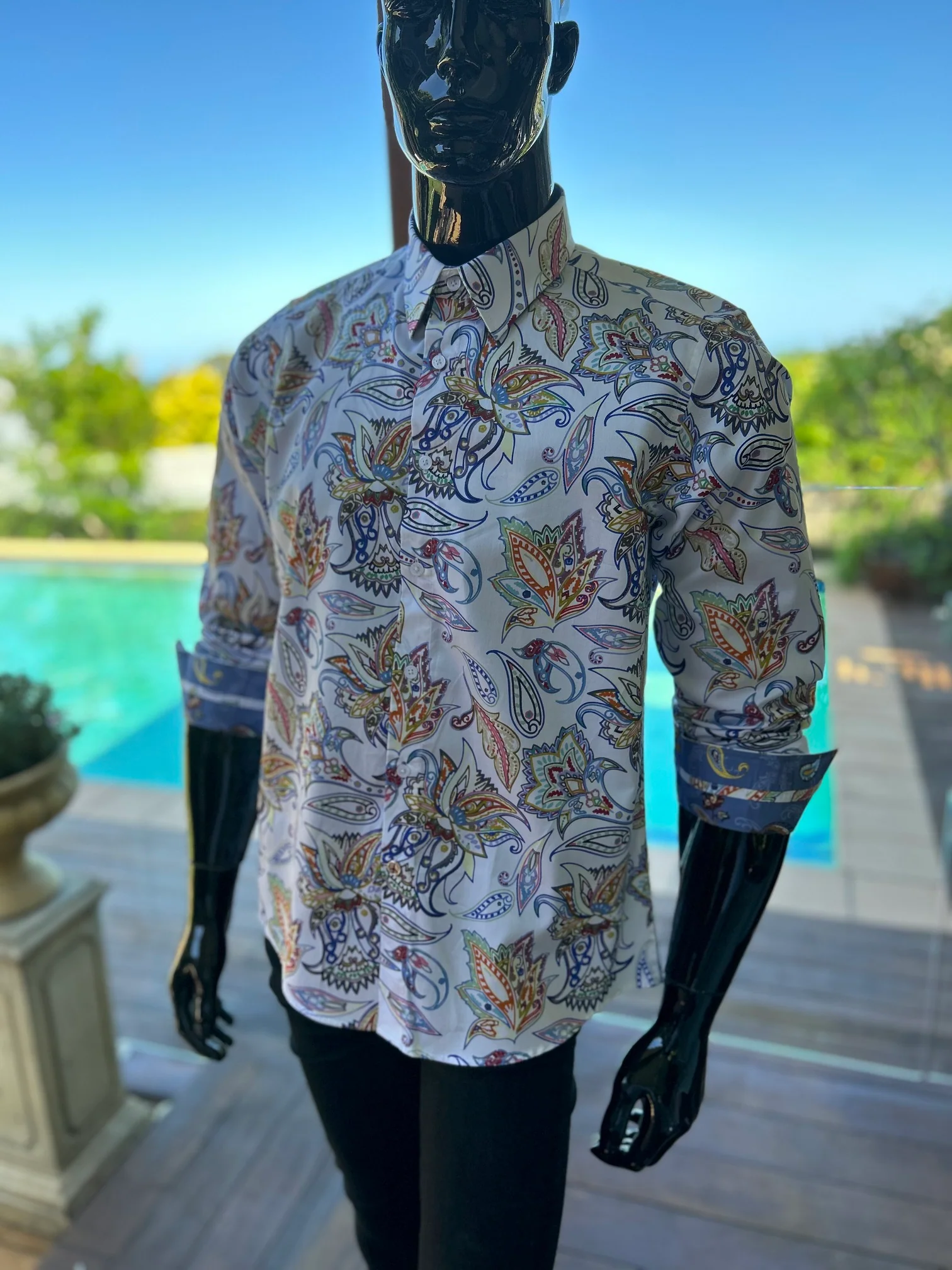 JOHN LENNON Mens Villa Park Long Sleeve Paisley Shirt White - Image 12