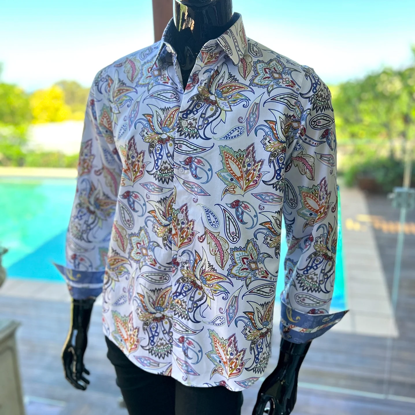 JOHN LENNON Mens Villa Park Long Sleeve Paisley Shirt White - Image 14