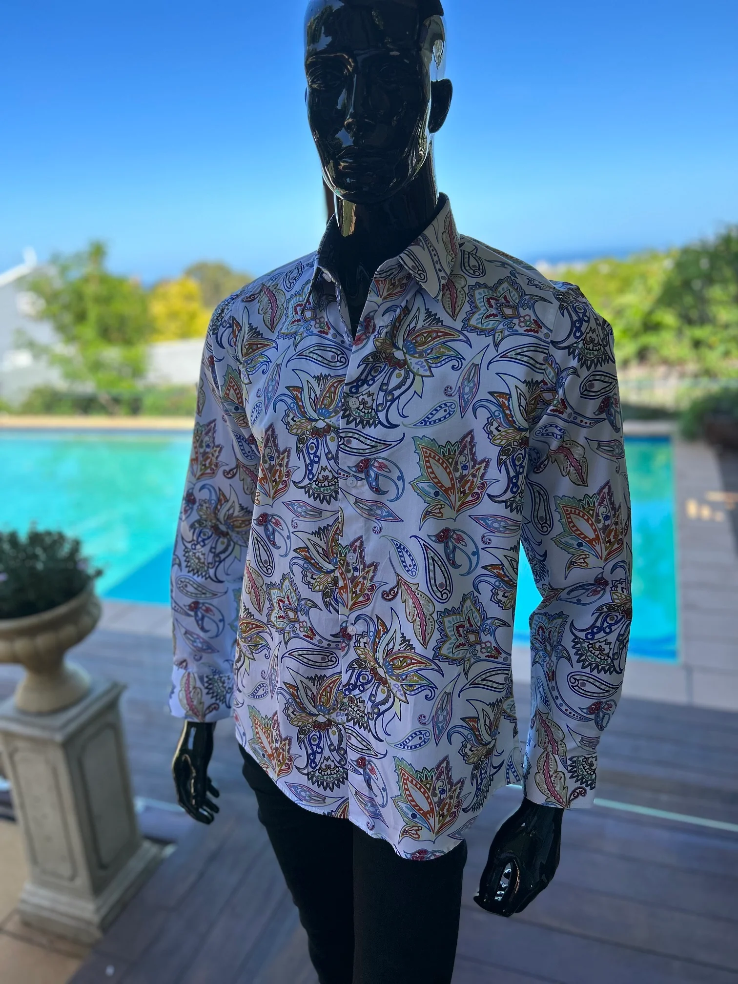 JOHN LENNON Mens Villa Park Long Sleeve Paisley Shirt White - Image 5