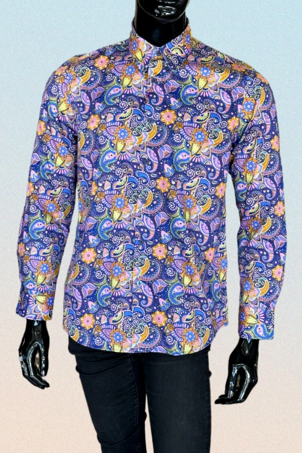 JOHN LENNON Mens Whitby Paisley Shirt - Pink