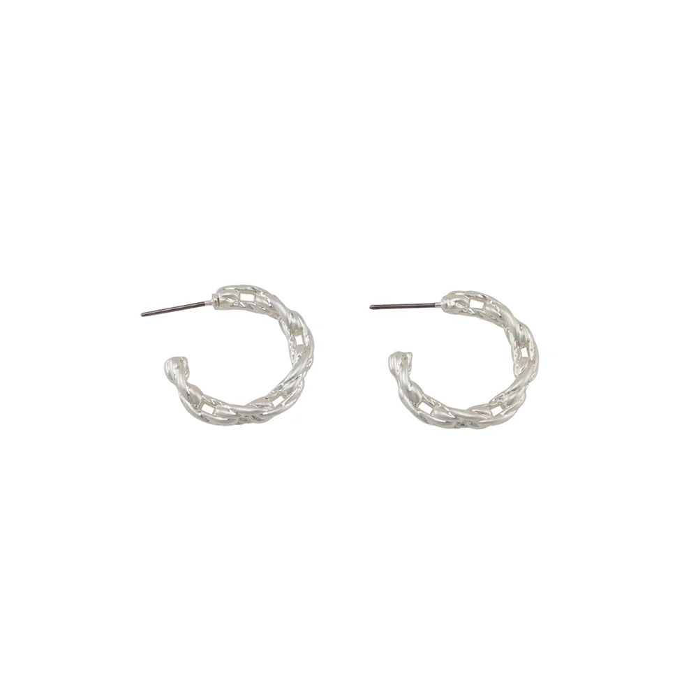 Jolie & Deen WOMENS LUCY CHAIN HOOPS EARRINGS - SILVER