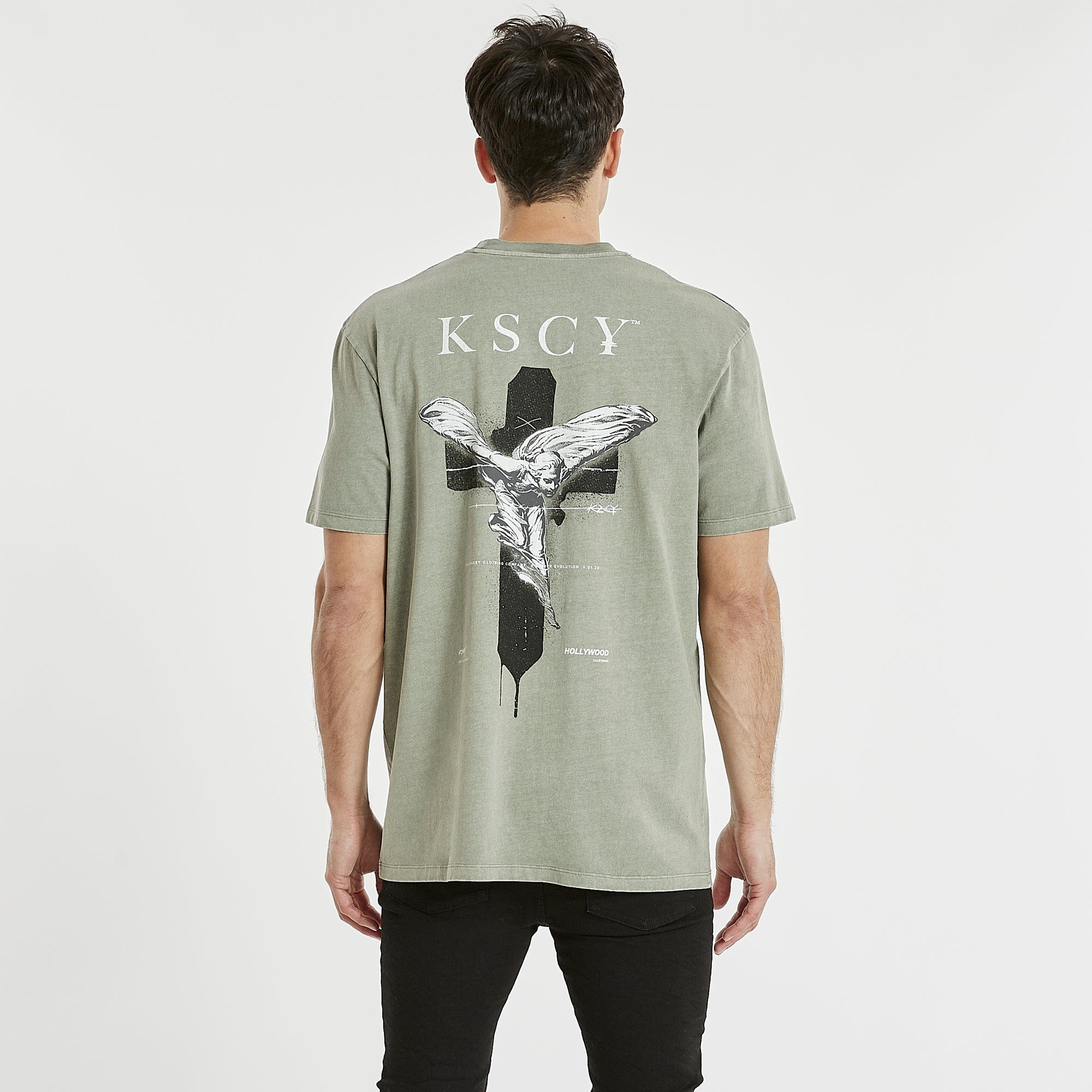KISS CHACEY Mens Archangel Relaxed Tee Shirt Pigment Shadow - Image 4