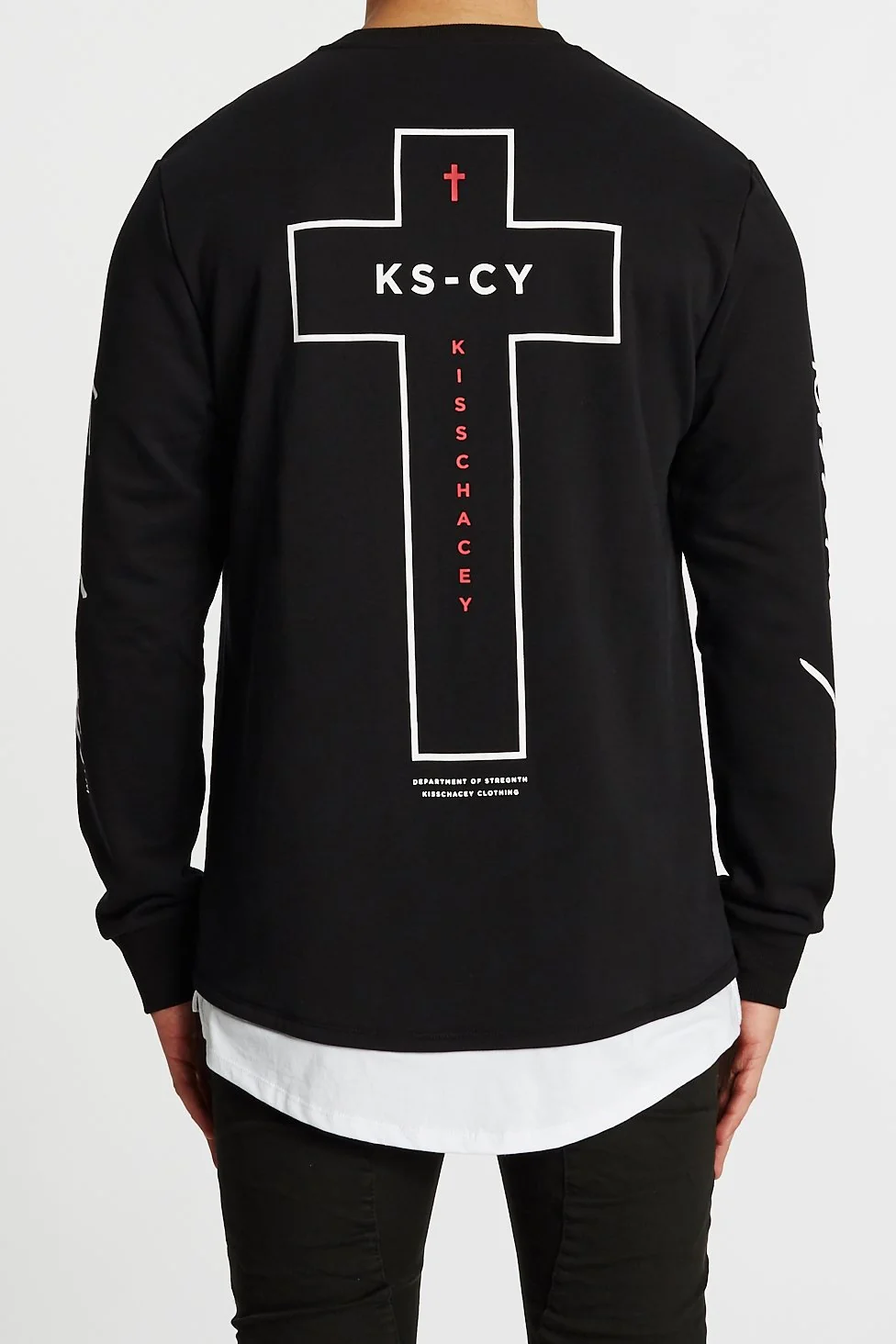 Kiss Chacey MENS FORTUNA LAYERED HEM SWEATER - JET BLACK