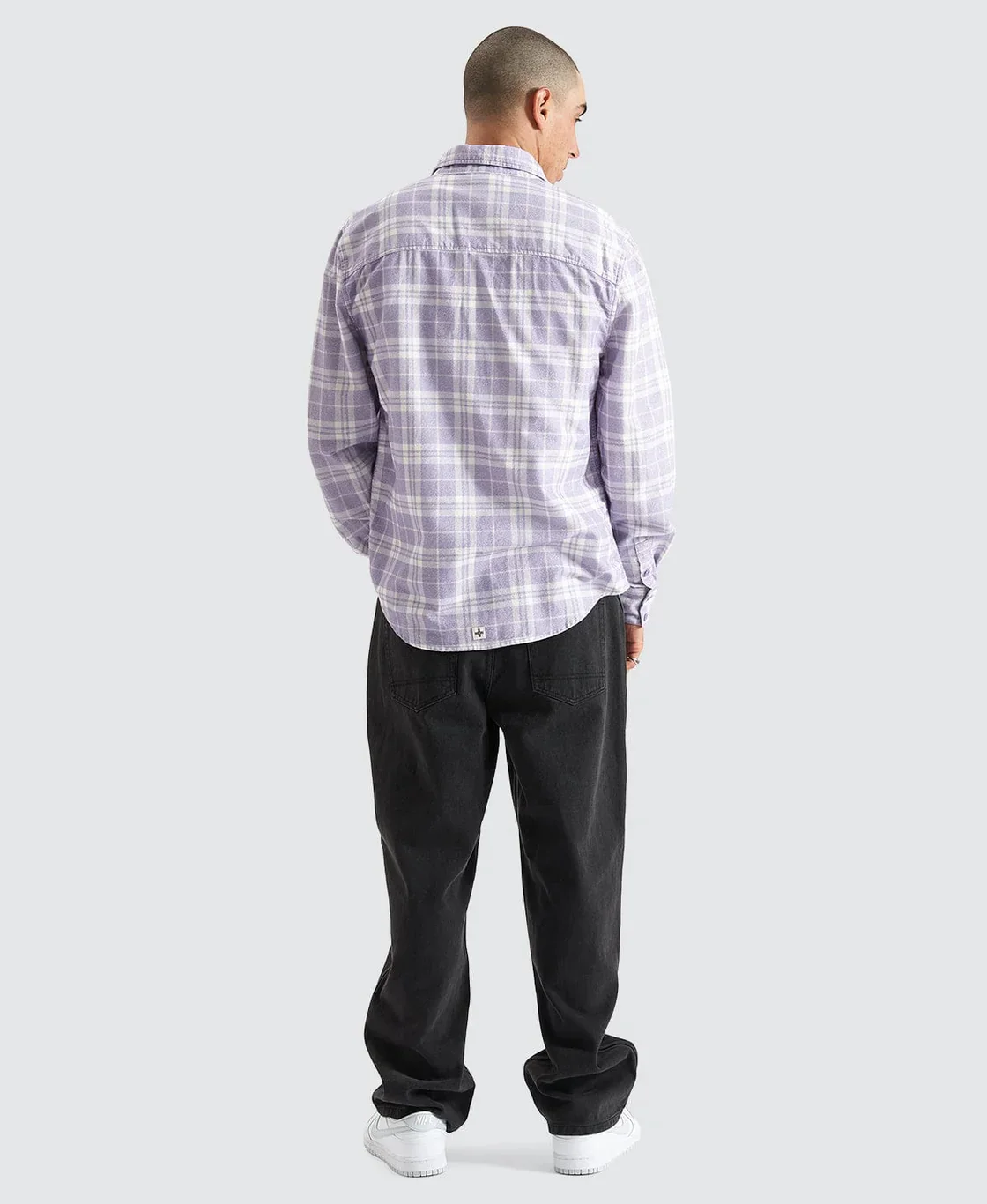 KISS CHACEY Mens La Brea Casual Long Sleeve Check Shirt - Heirloom Lilac Check - Image 6