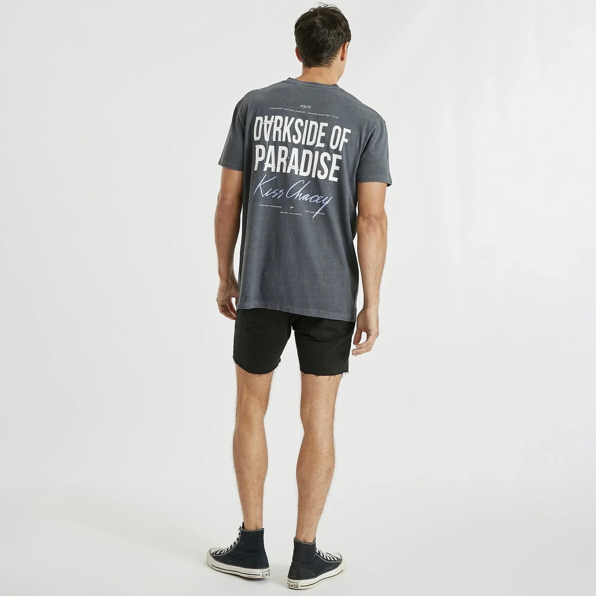 KISS CHACEY Mens Listen Relaxed Tee Shirt Pigment Asphalt - Image 4