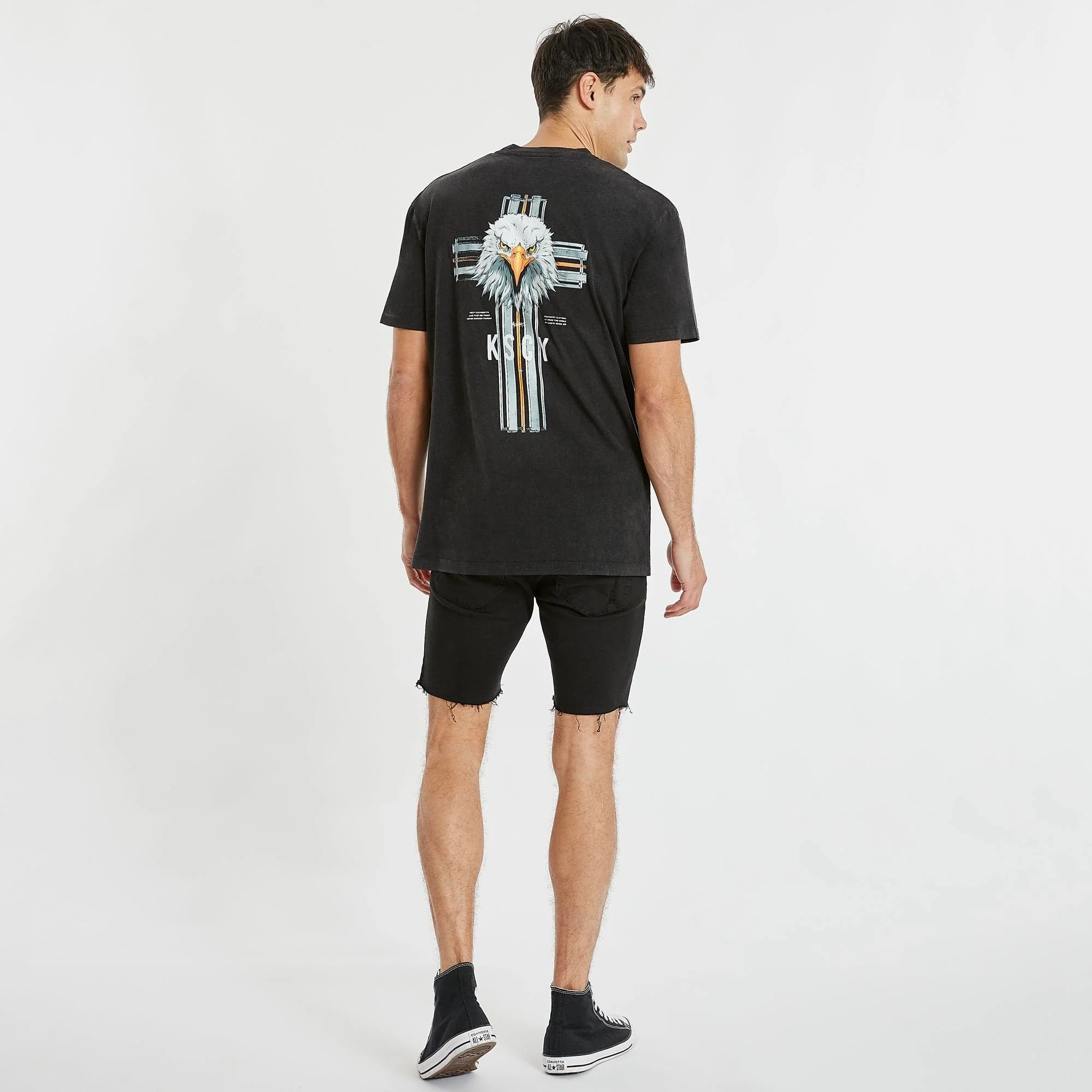 KISS CHACEY Mens Mantura Relaxed Tee Shirt Mineral Black - Image 6