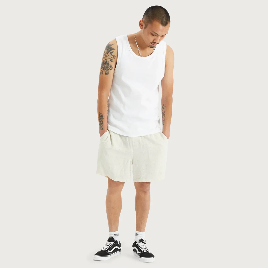 KISS CHACEY Mens Positano Linen Short - Pigment Oatmeal - Image 4