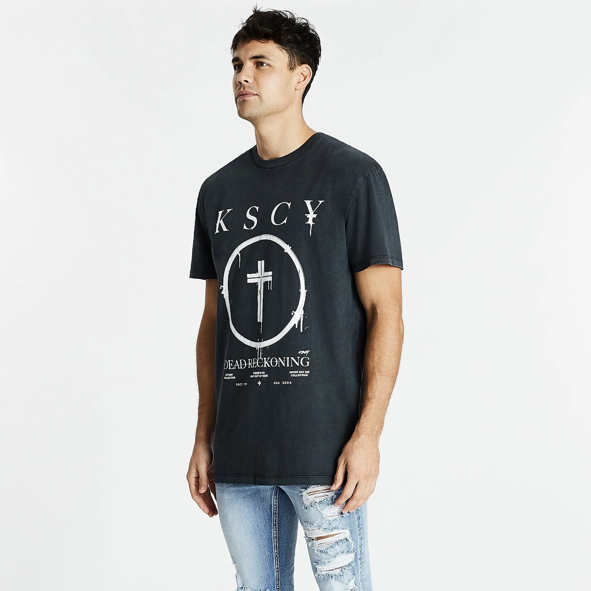 KISS CHACEY Mens Reckoning Relaxed Tee Shirt Pigment Black - Image 5