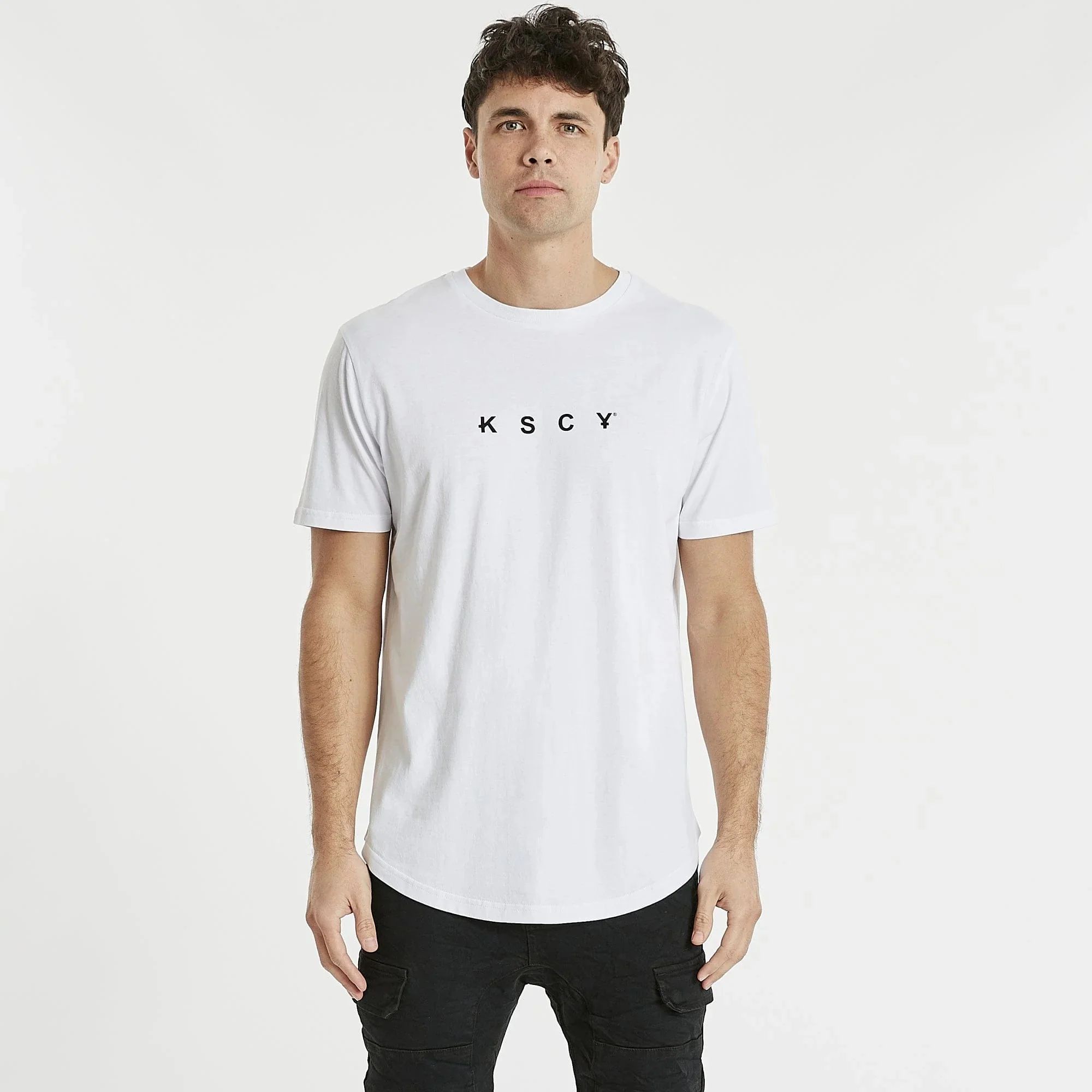KISS CHACEY Mens Reliance Dual Curved Tee Shirt White - Image 2