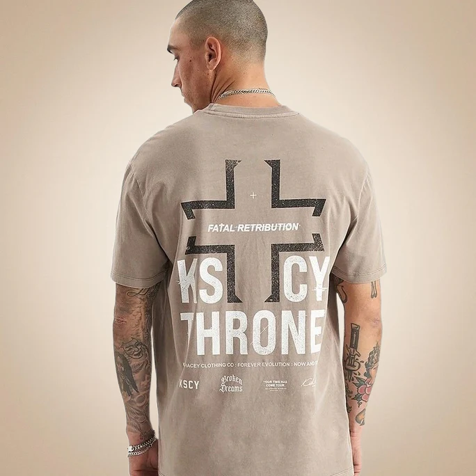 KISS CHACEY Mens Retribution Relaxed Tee - Pigment Driftwood - Image 7
