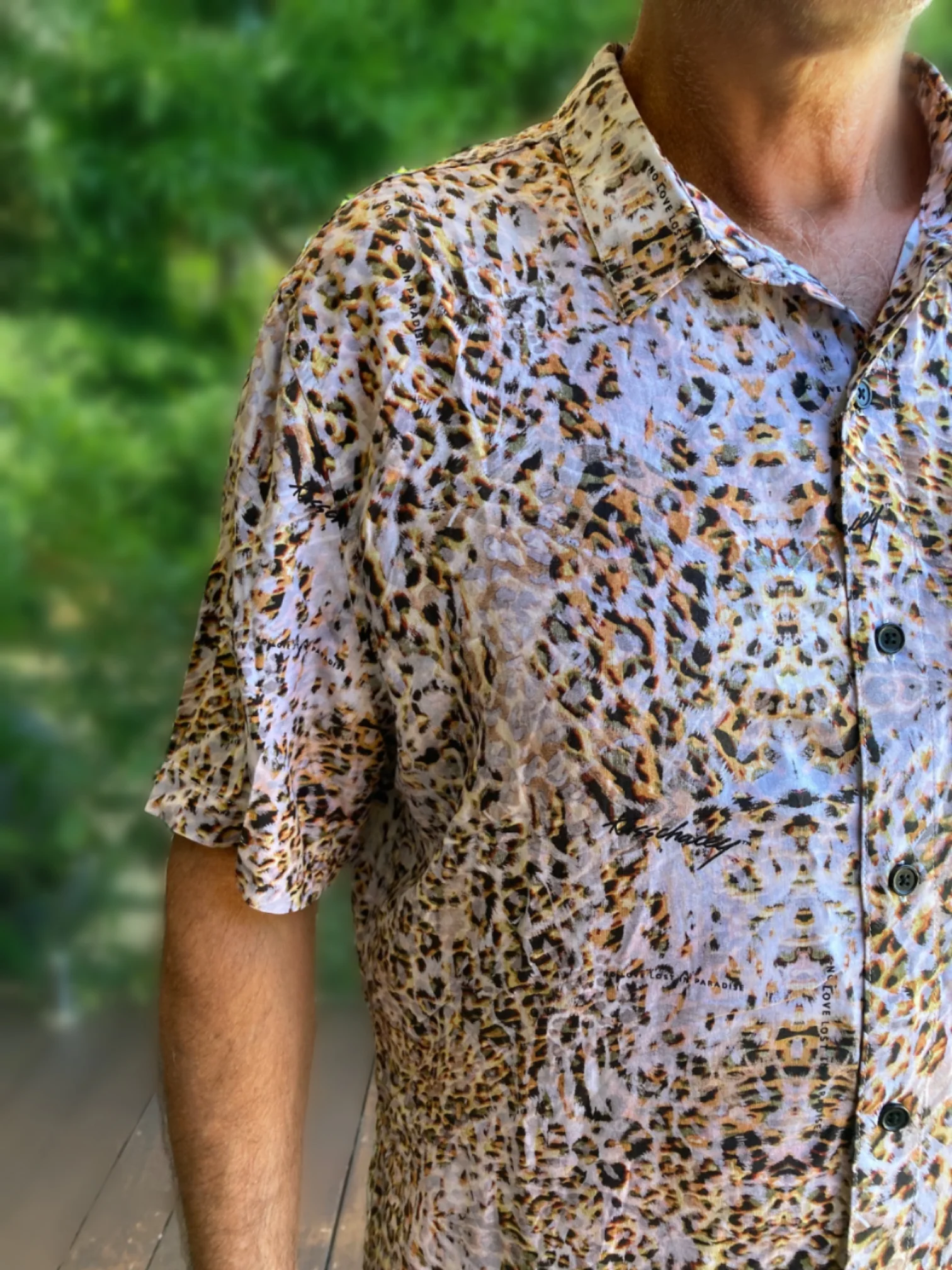 KISS CHACEY Mens Tired Relaxed Short Sleeve Shirt Multi Print - Image 3