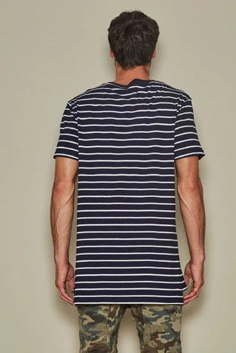 Kiss Chacey TIDAL STEP HEM TEE WHITE NAVY STRIPE - Image 2