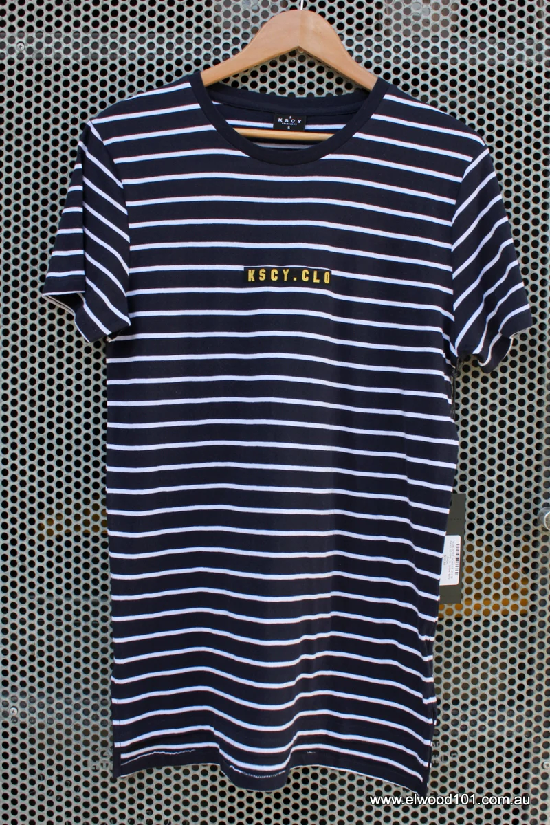 Kiss Chacey TIDAL STEP HEM TEE WHITE NAVY STRIPE - Image 5