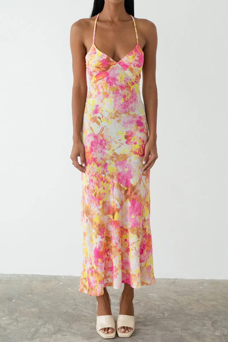 LE SALTY LABEL Womens Camille Midi Dress - Aurora Pink