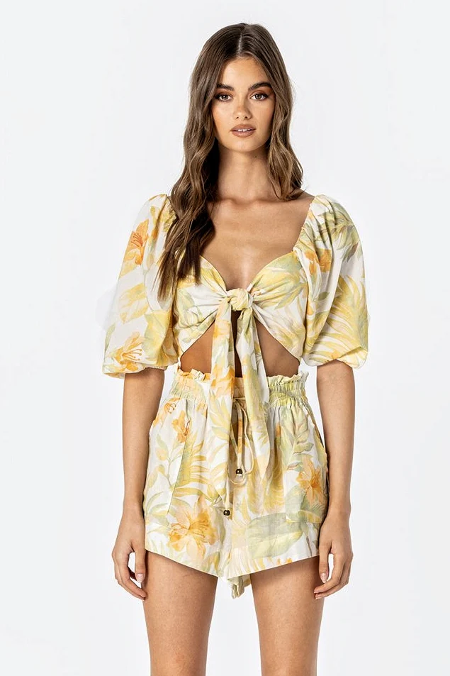 LE SALTY Womens Jerry Tie Crop - Citrus - Image 3