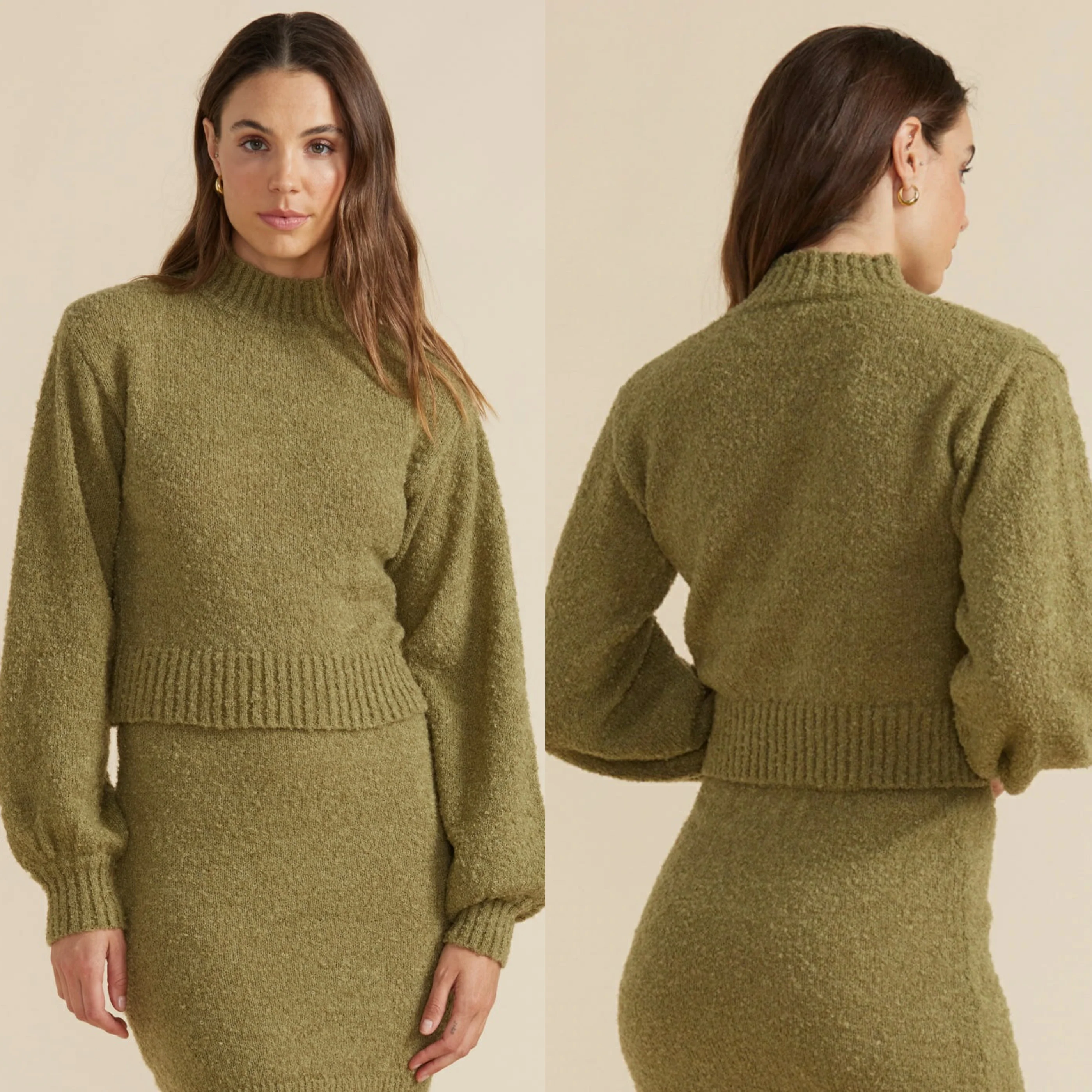 MINKPINK Womens Cher Crop Jumper Khaki - Image 5